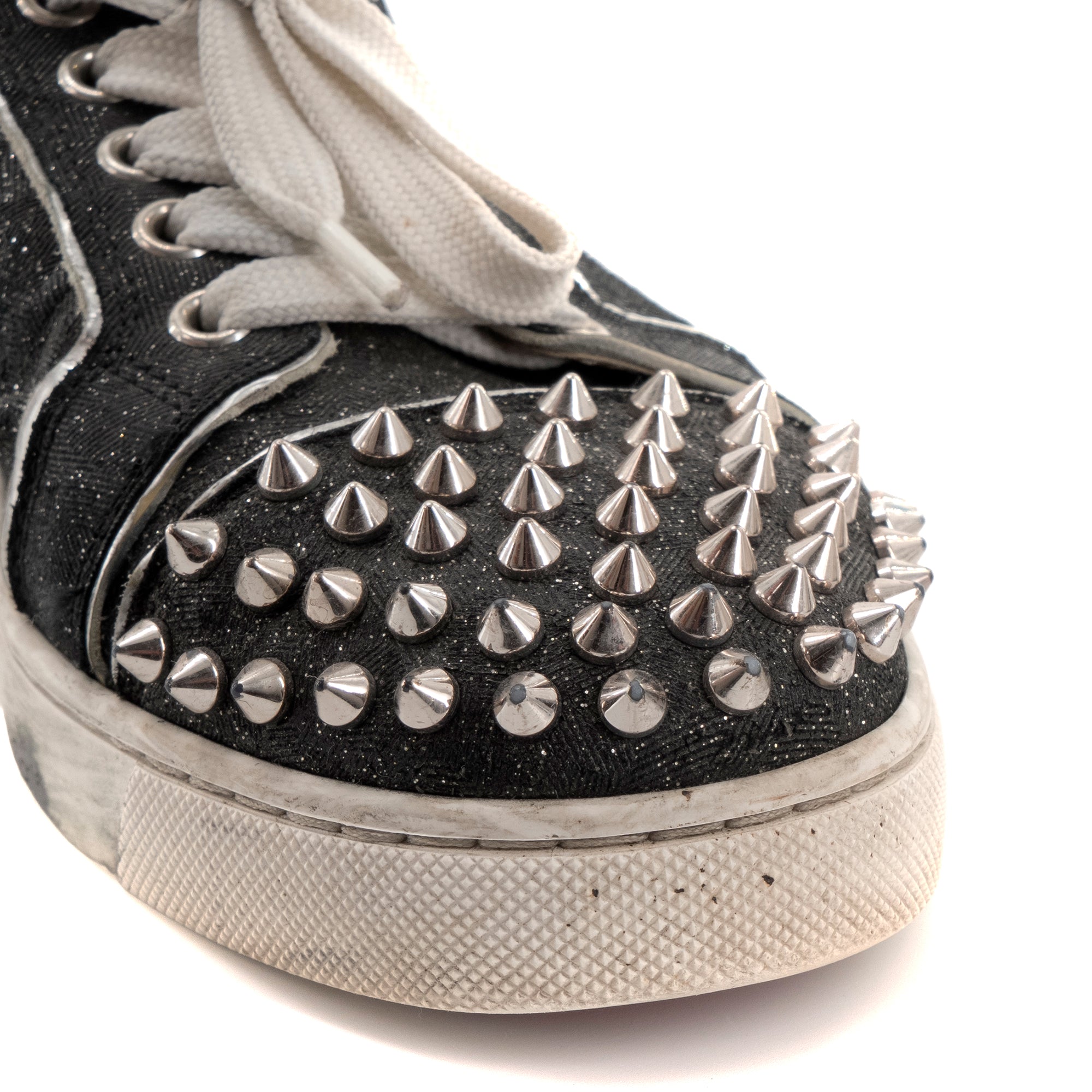 LOUBOUTIN - Sneakers Vieira 2 Flat Louboutin toile noire pailletée (T36)