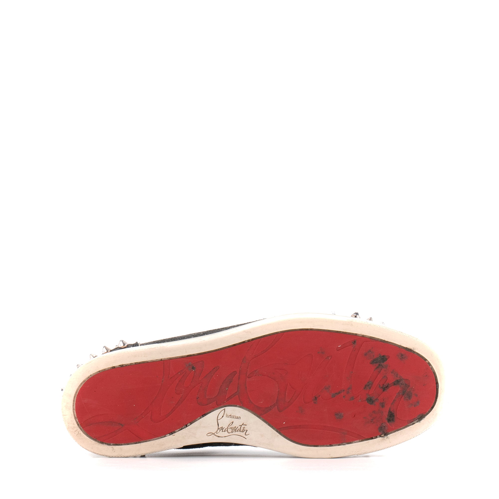 LOUBOUTIN - Sneakers Vieira 2 Flat Louboutin toile noire pailletée (T36)