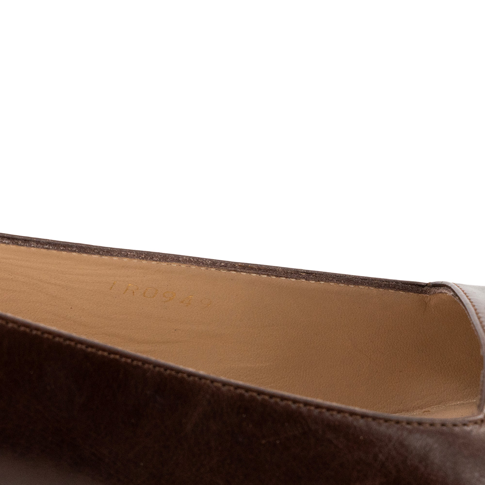 LOUIS VUITTON - Babies à talons Louis Vuitton en cuir lisse marron (T37,5)