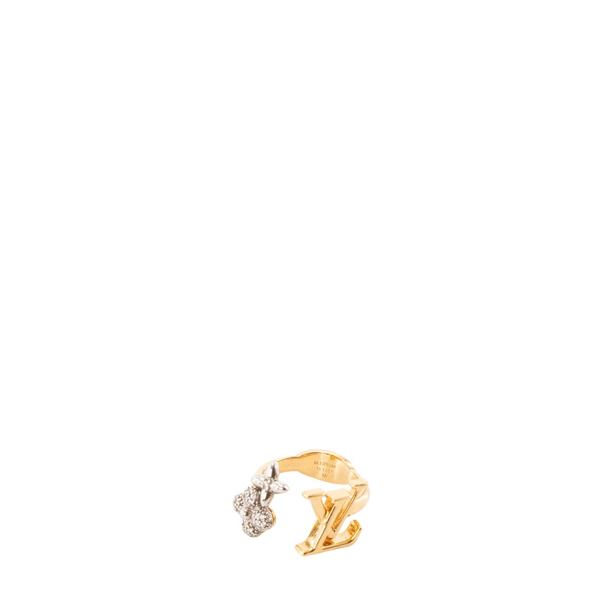 LOUIS VUITTON - Bague LV Blossom Louis Vuitton en métal et strass argent et doré (M)
