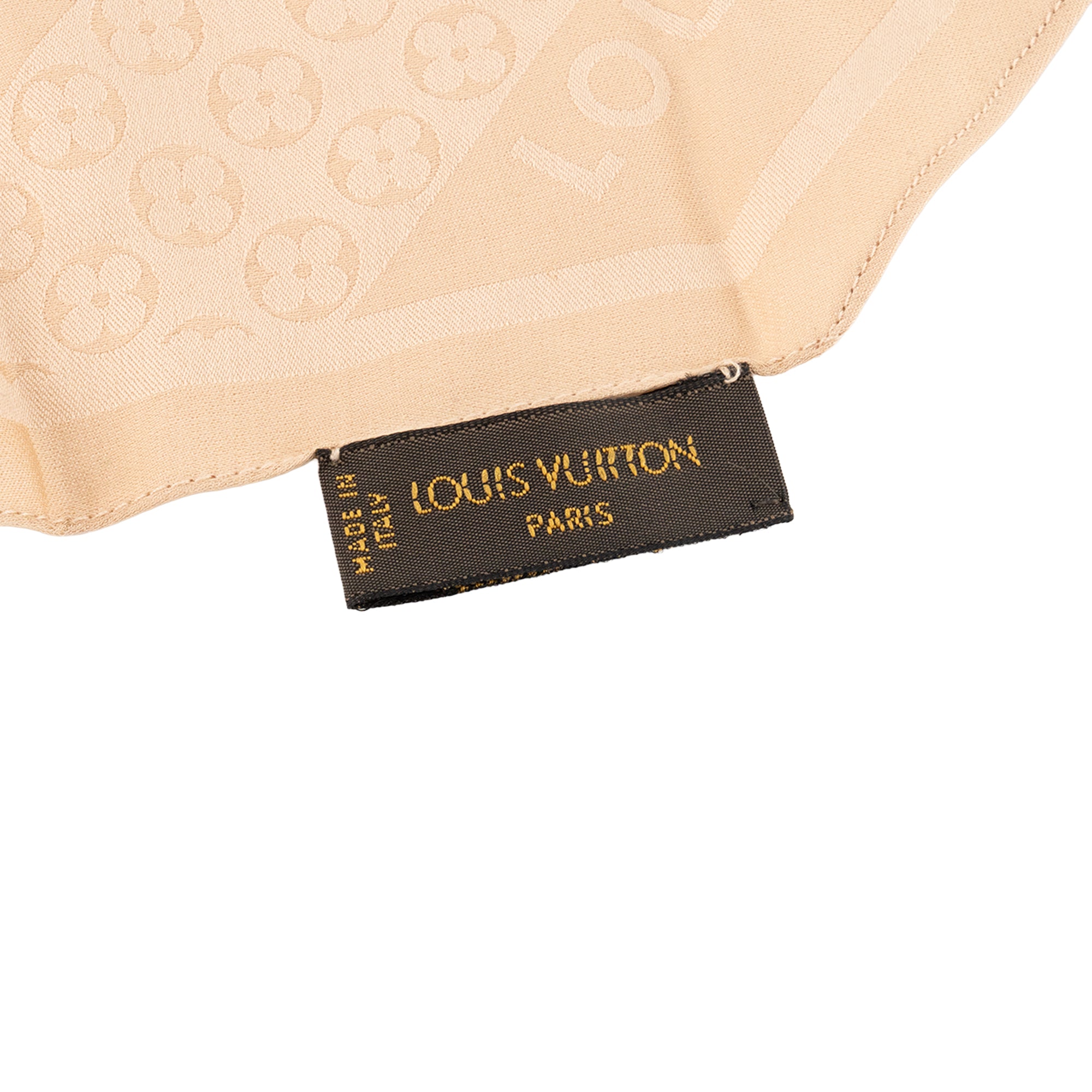 LOUIS VUITTON - Foulard Louis Vuitton en soie beige