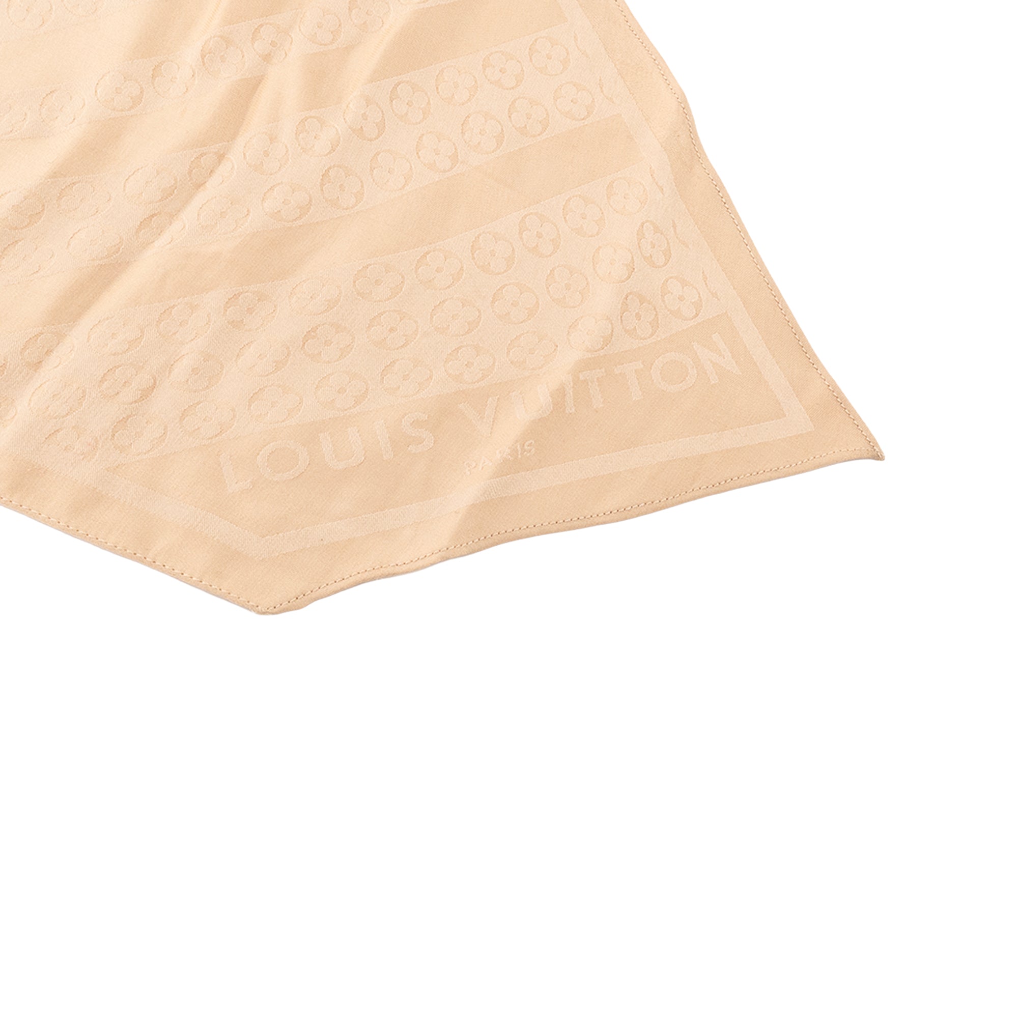 LOUIS VUITTON - Foulard Louis Vuitton en soie beige
