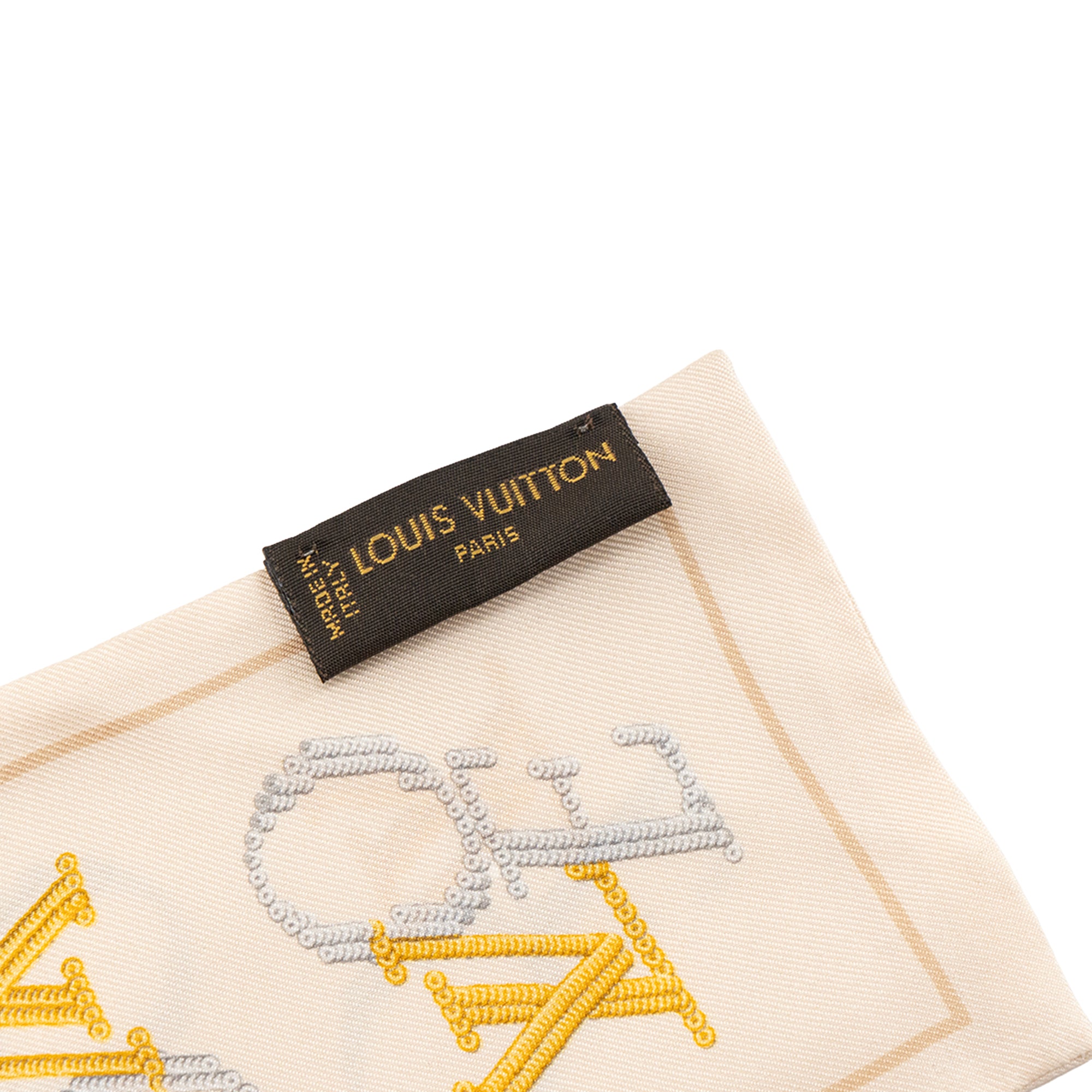 LOUIS VUITTON - Bandeau de soie Love Louis Vuitton en soie beige