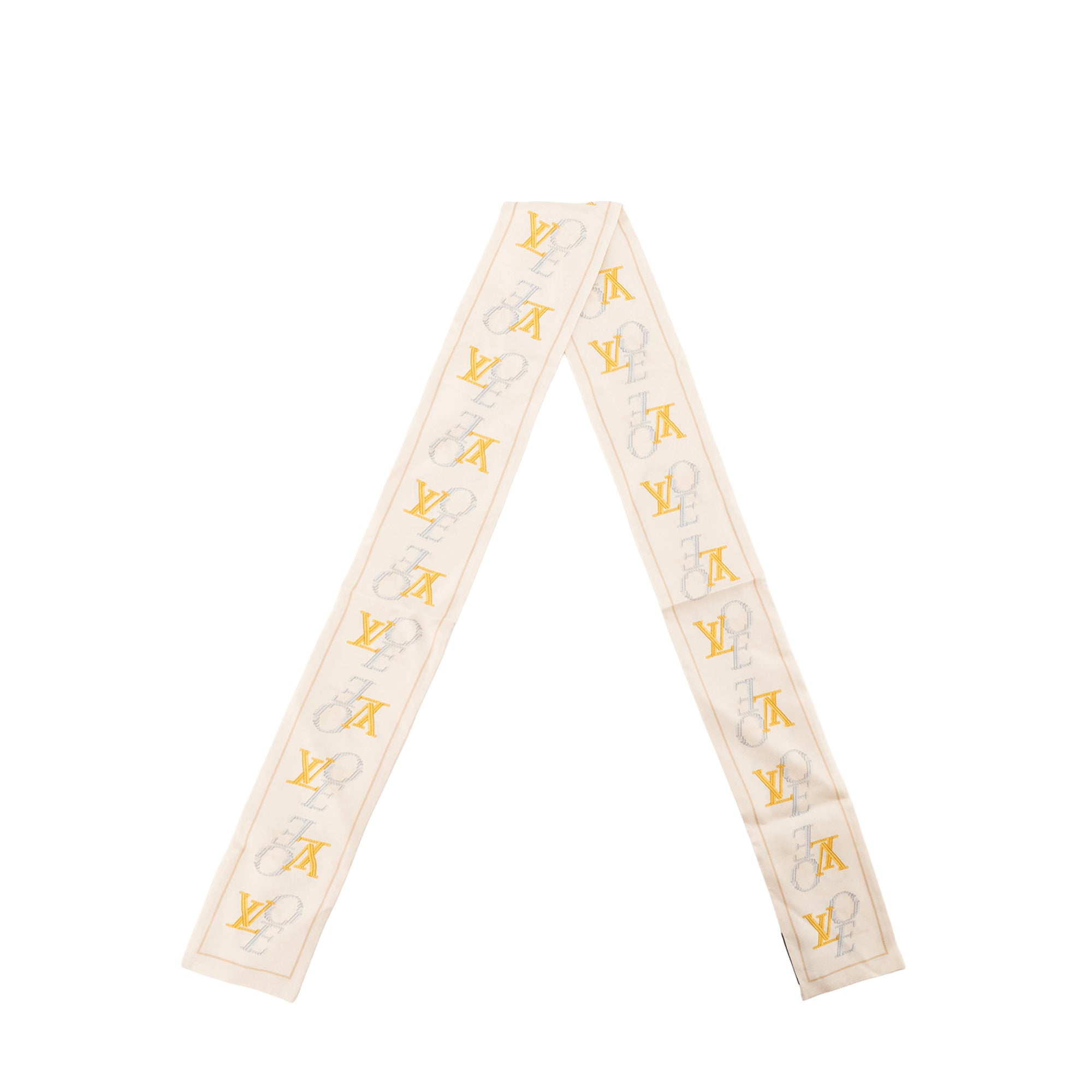 LOUIS VUITTON - Bandeau de soie Love Louis Vuitton en soie beige