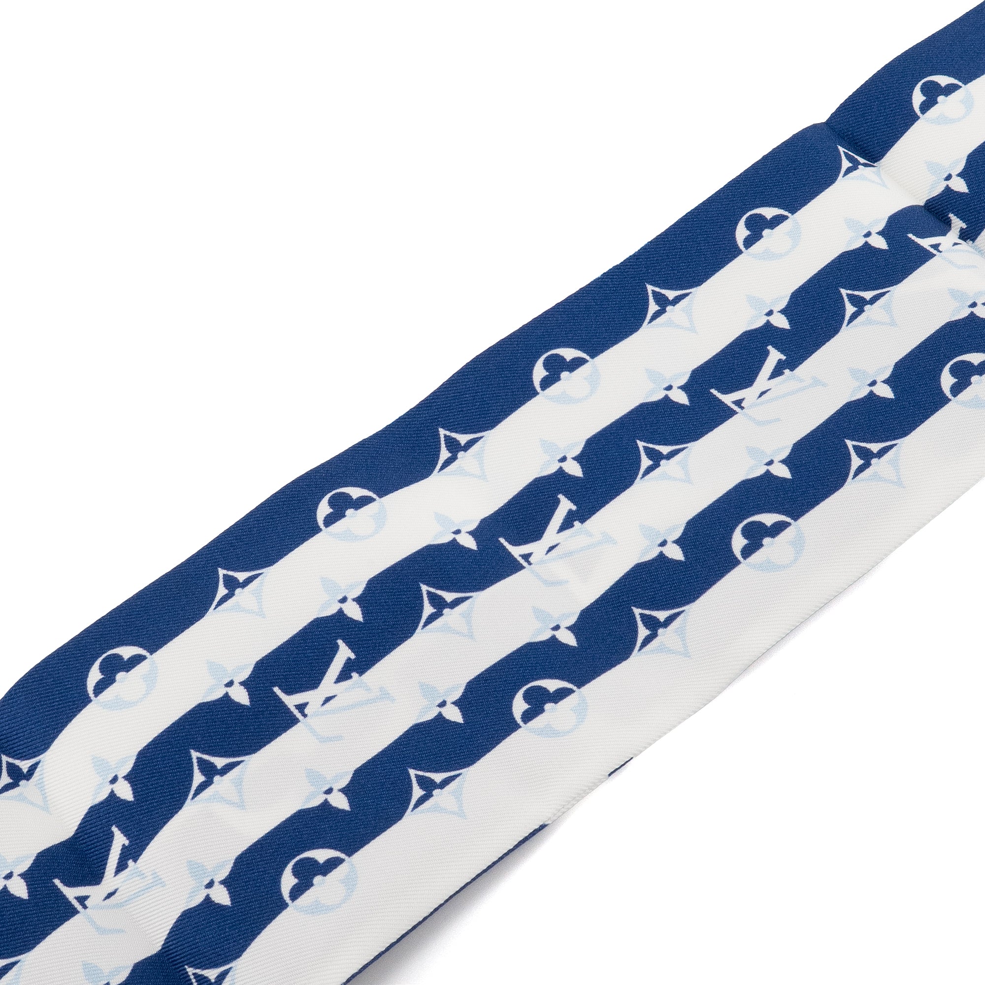 LOUIS VUITTON - Bandeau de soie Parasol Louis Vuitton en soie bleue et blanche