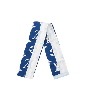 LOUIS VUITTON - Bandeau de soie Parasol Louis Vuitton en soie bleue et blanche