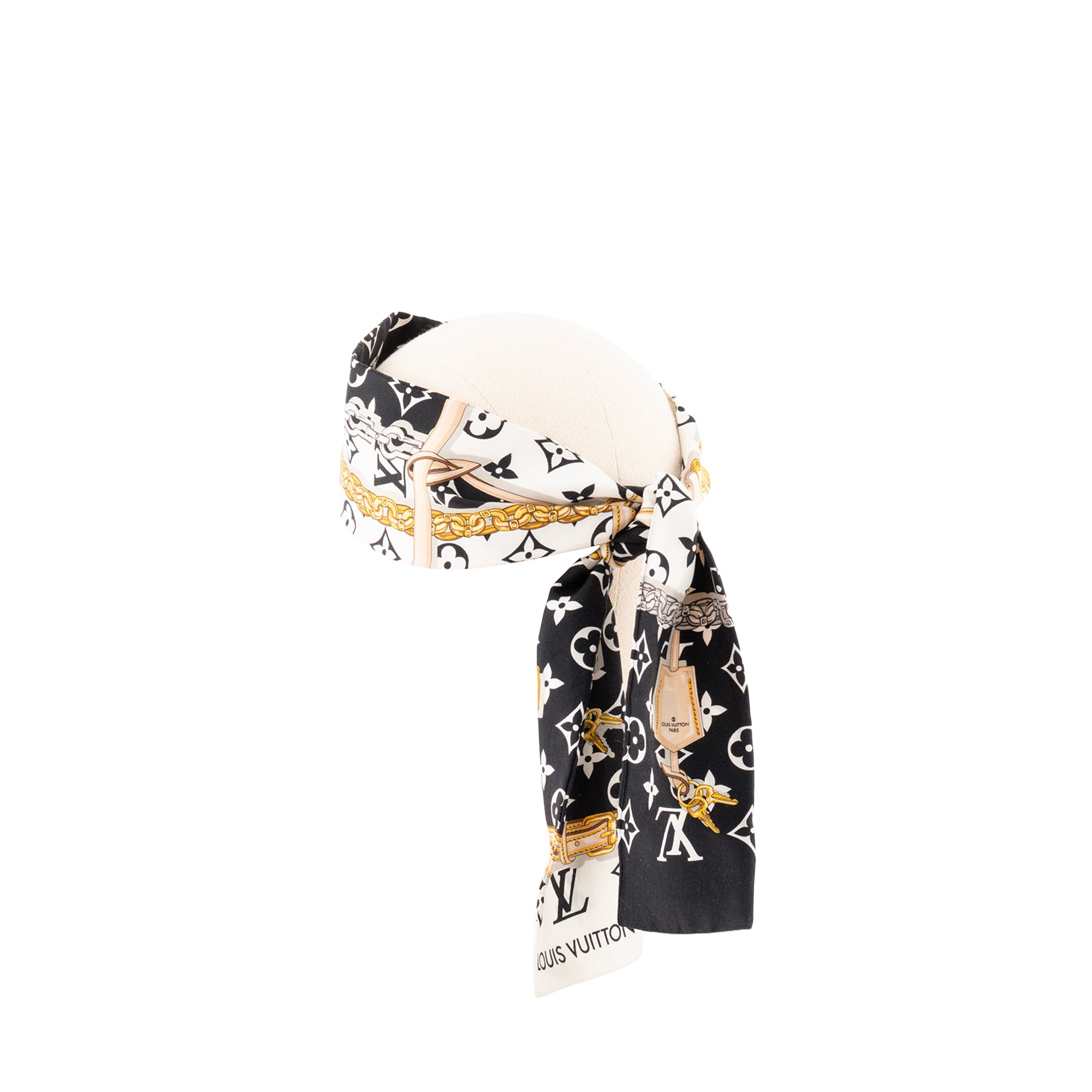LOUIS VUITTON - Bandeau Monogram Confidential Louis Vuitton en soie noir et blanc