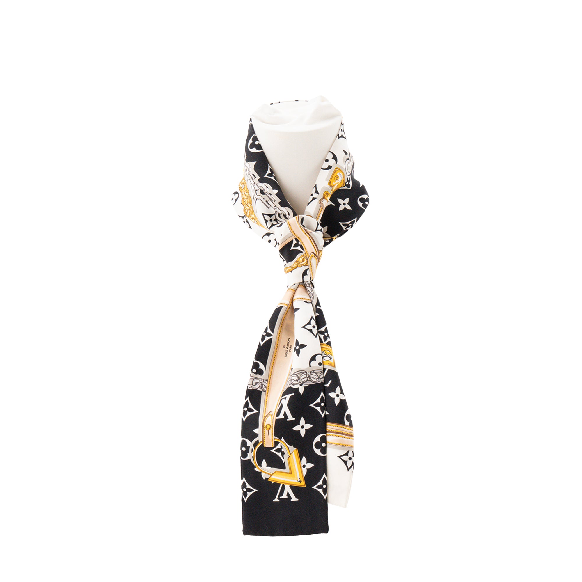 LOUIS VUITTON - Bandeau Monogram Confidential Louis Vuitton en soie noir et blanc