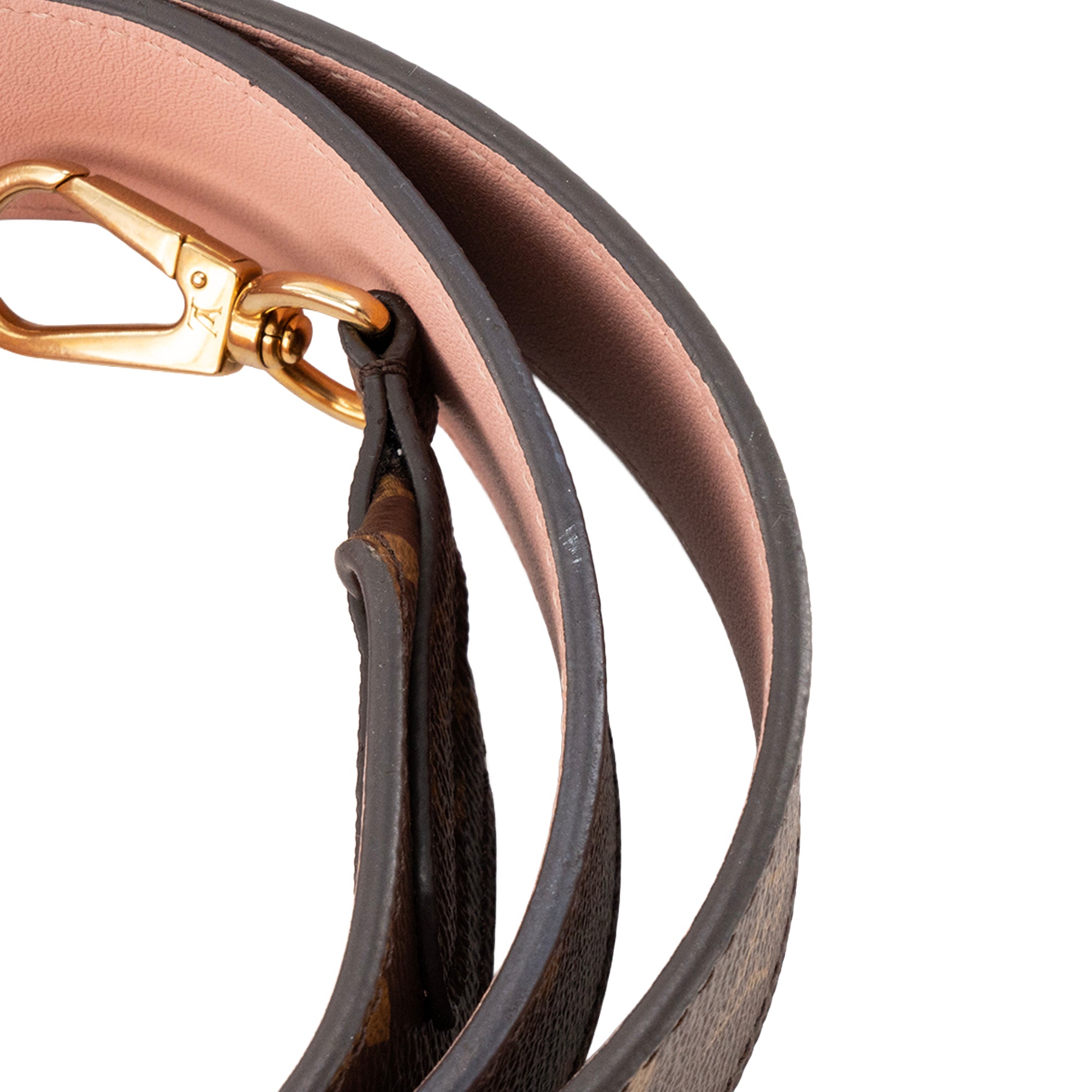 LOUIS VUITTON - Bandoulière Louis Vuitton en toile enduite monogrammée et cuir rose