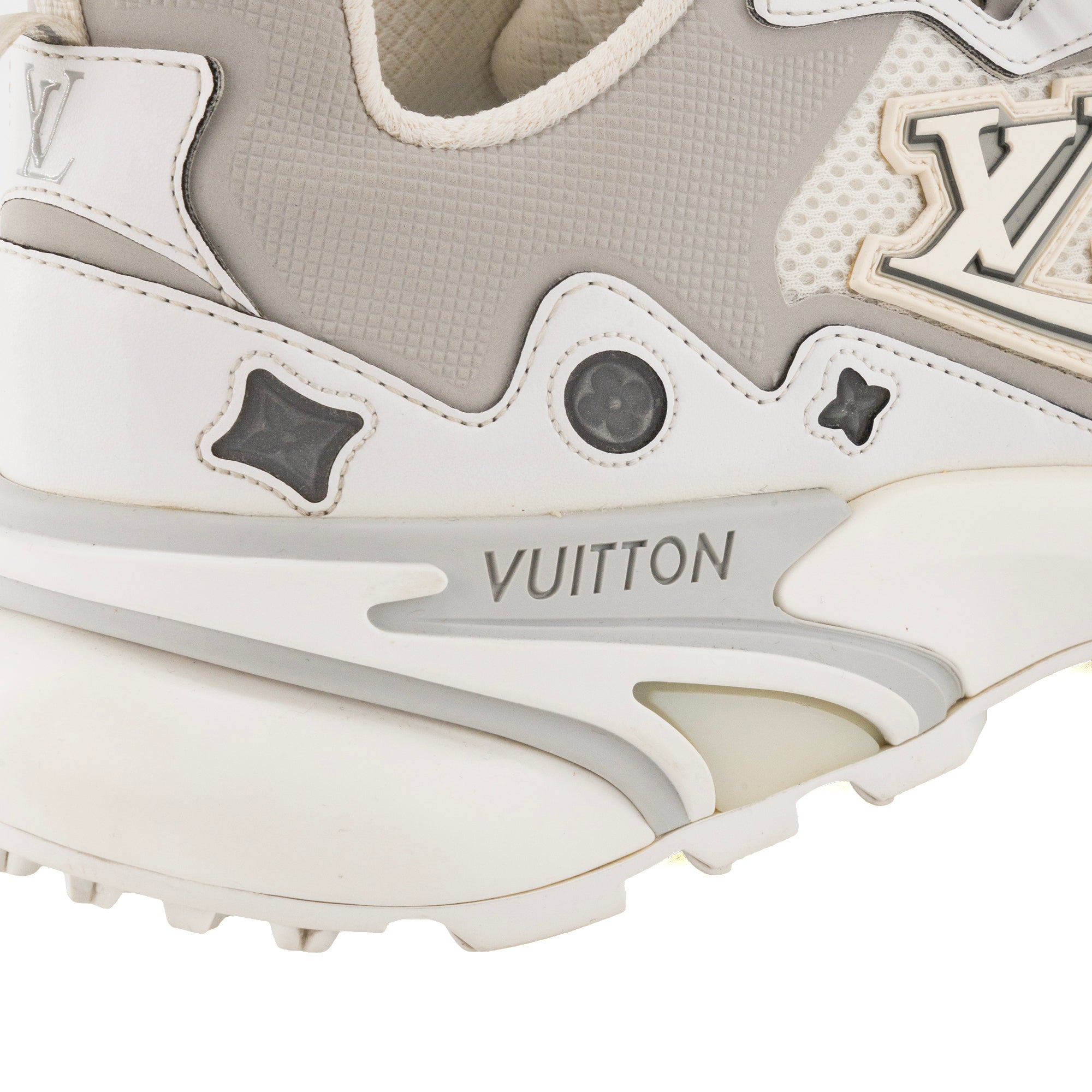 LOUIS VUITTON - Sneakers Runner Tatic Louis Vuitton en cuir et toile grise et blanche (T41)
