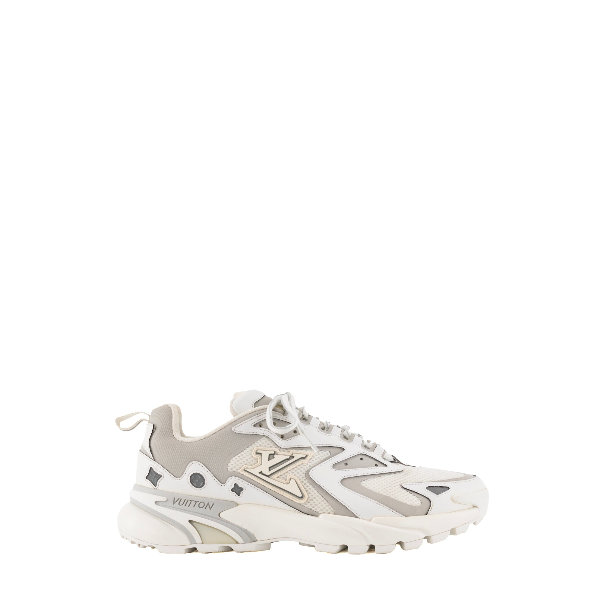 LOUIS VUITTON - Sneakers Runner Tatic Louis Vuitton en cuir et toile grise et blanche (T41)