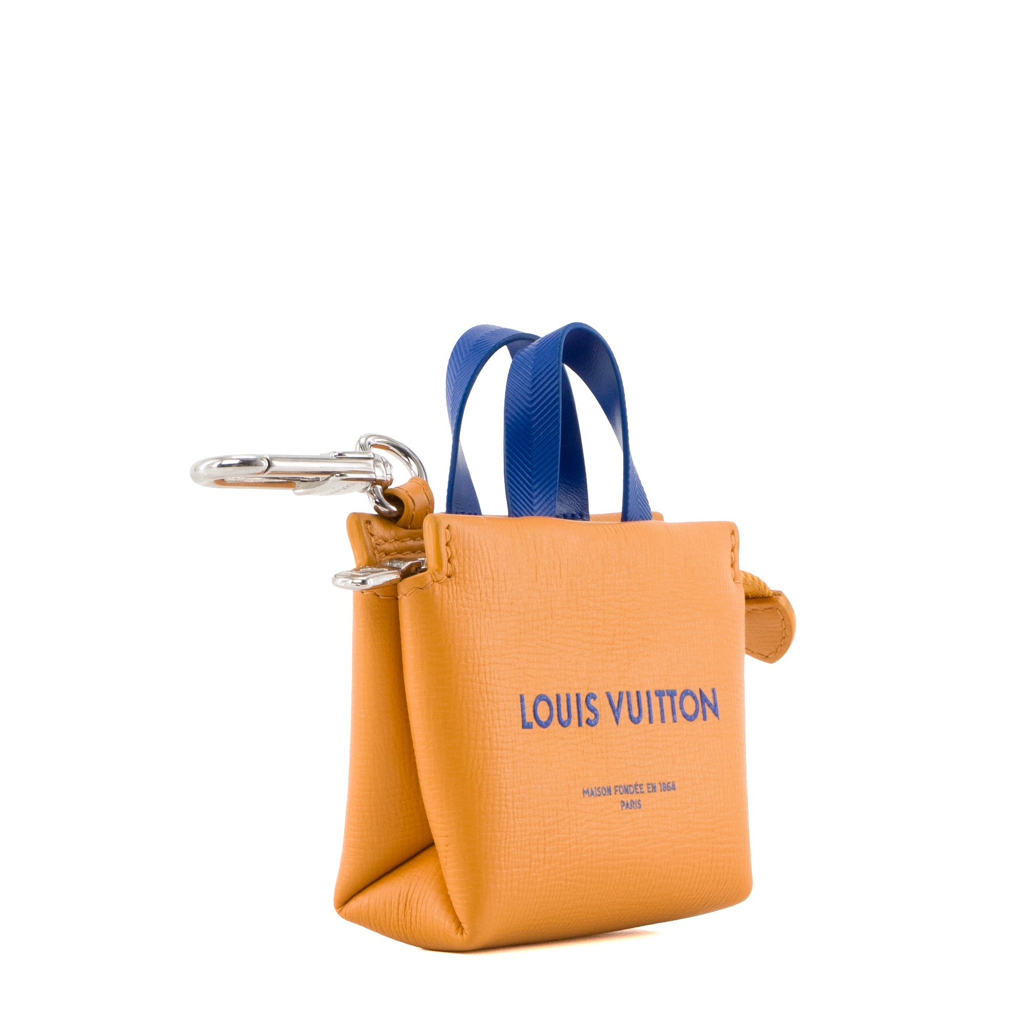 LOUIS VUITTON - Bijou de sac LV Mini Shopper Louis Vuitton en cuir orange