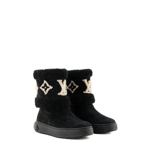 LOUIS VUITTON - Boots Snowdrop Louis Vuitton en laine noire et blanche (T37)