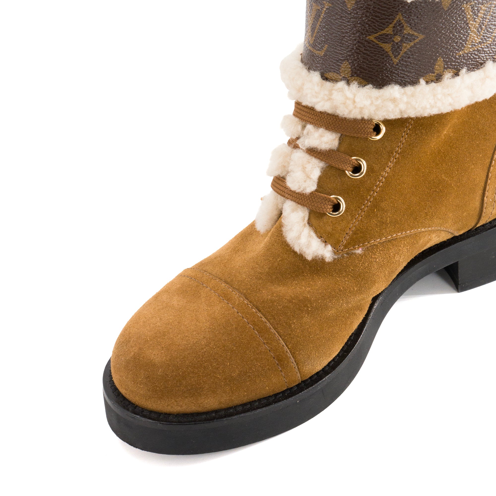 LOUIS VUITTON - Boots Wonderland Louis Vuitton en daim et toile enduite monogrammée marron (T37,5)