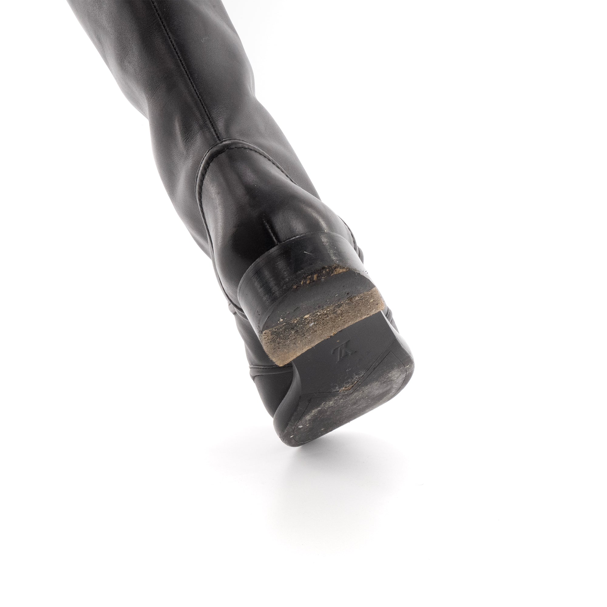 LOUIS VUITTON - Bottes cavalière Louis Vuitton en cuir noir (T39.5)