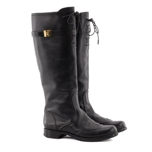 LOUIS VUITTON - Bottes cavalière Louis Vuitton en cuir noir (T39.5)