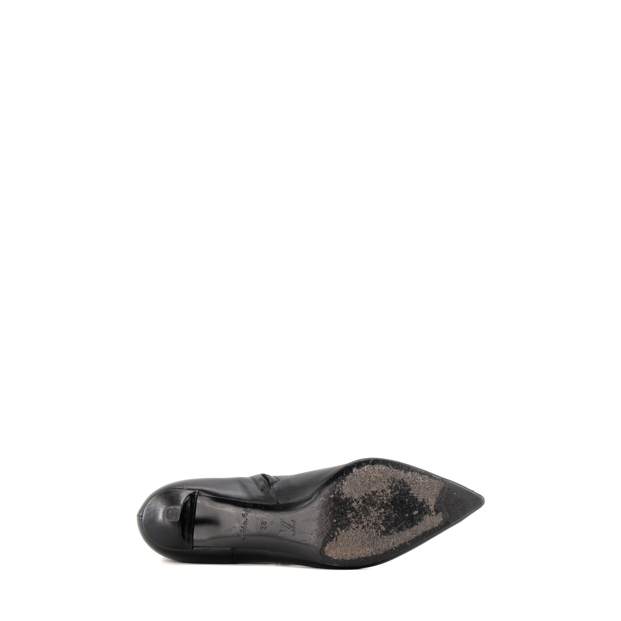 LOUIS VUITTON - Bottines à talons Louis Vuitton en cuir lisse noir (T38)