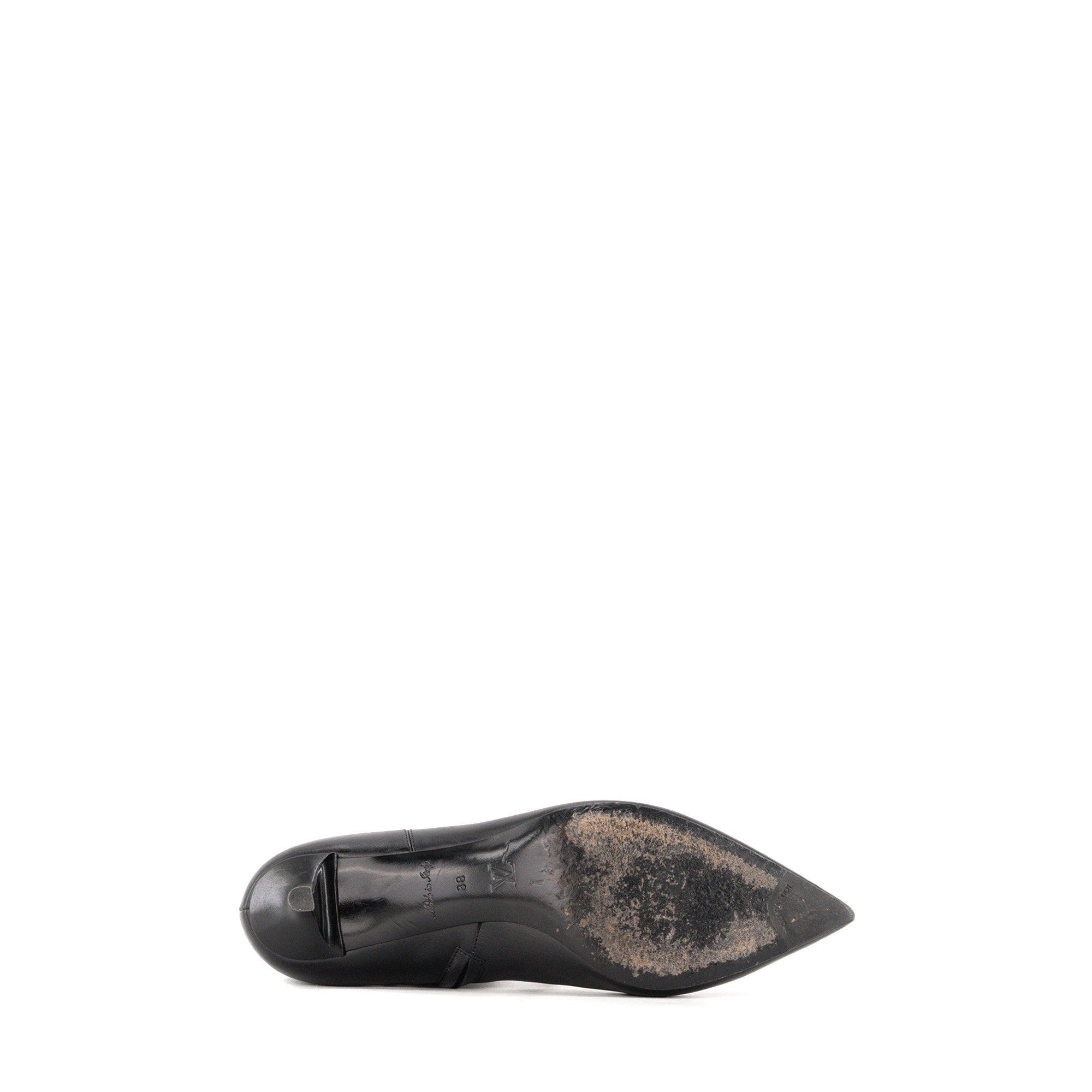 LOUIS VUITTON - Bottines à talons Louis Vuitton en cuir lisse noir (T38)