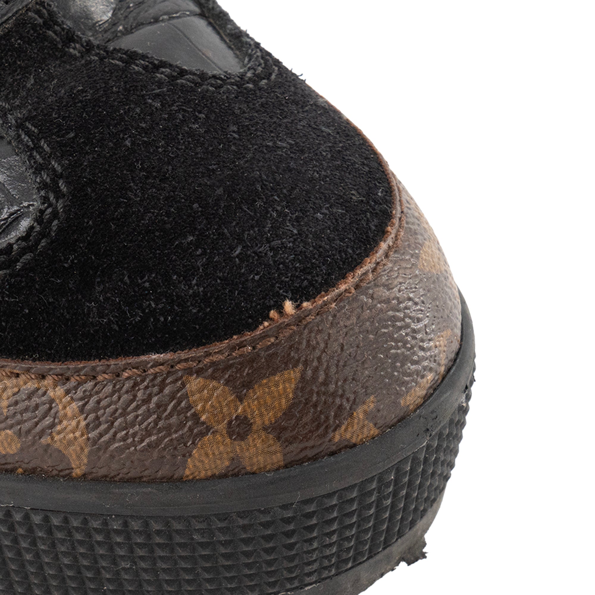 LOUIS VUITTON - Bottines Lauréate Louis Vuitton en toile monogrammée et cuir noir (T38)