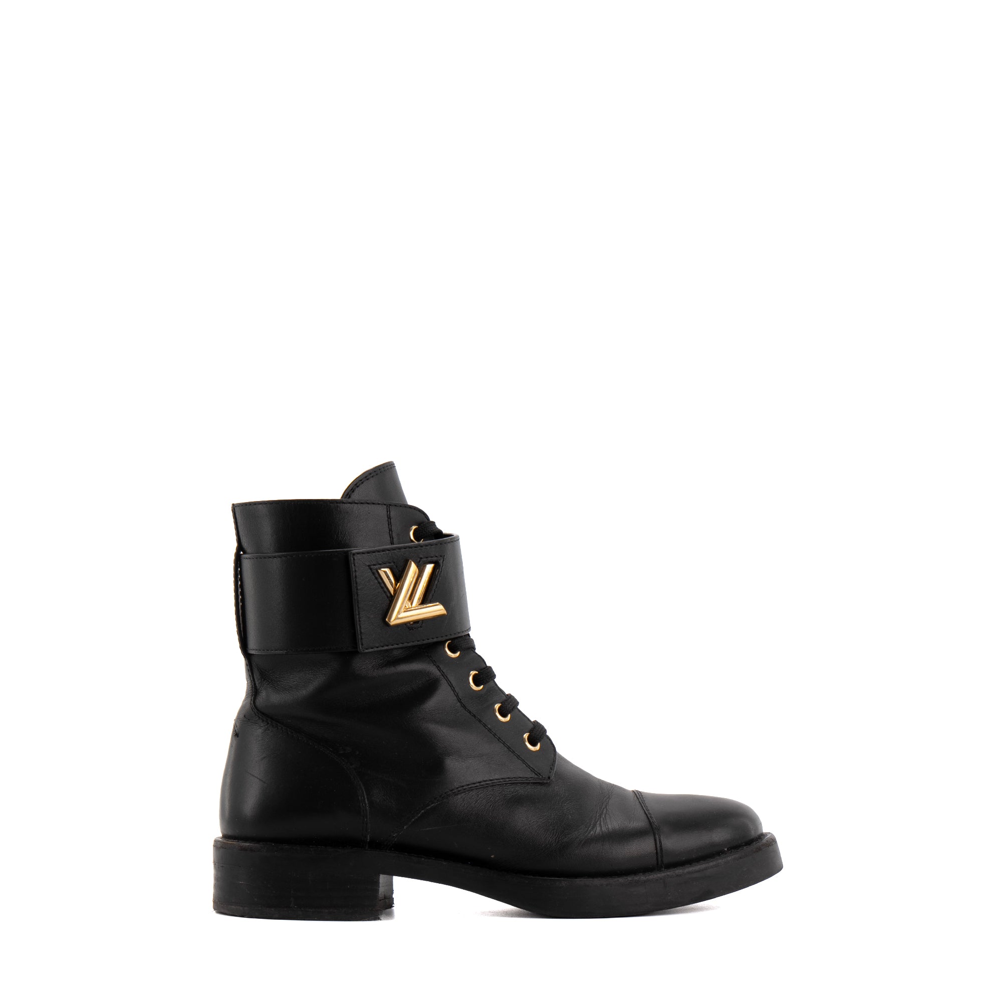 LOUIS VUITTON - Bottines Wonderland Flat Ranger Louis Vuitton en cuir noir (T39)