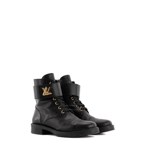 LOUIS VUITTON - Bottines Wonderland Flat Ranger Louis Vuitton en cuir noir (T39)