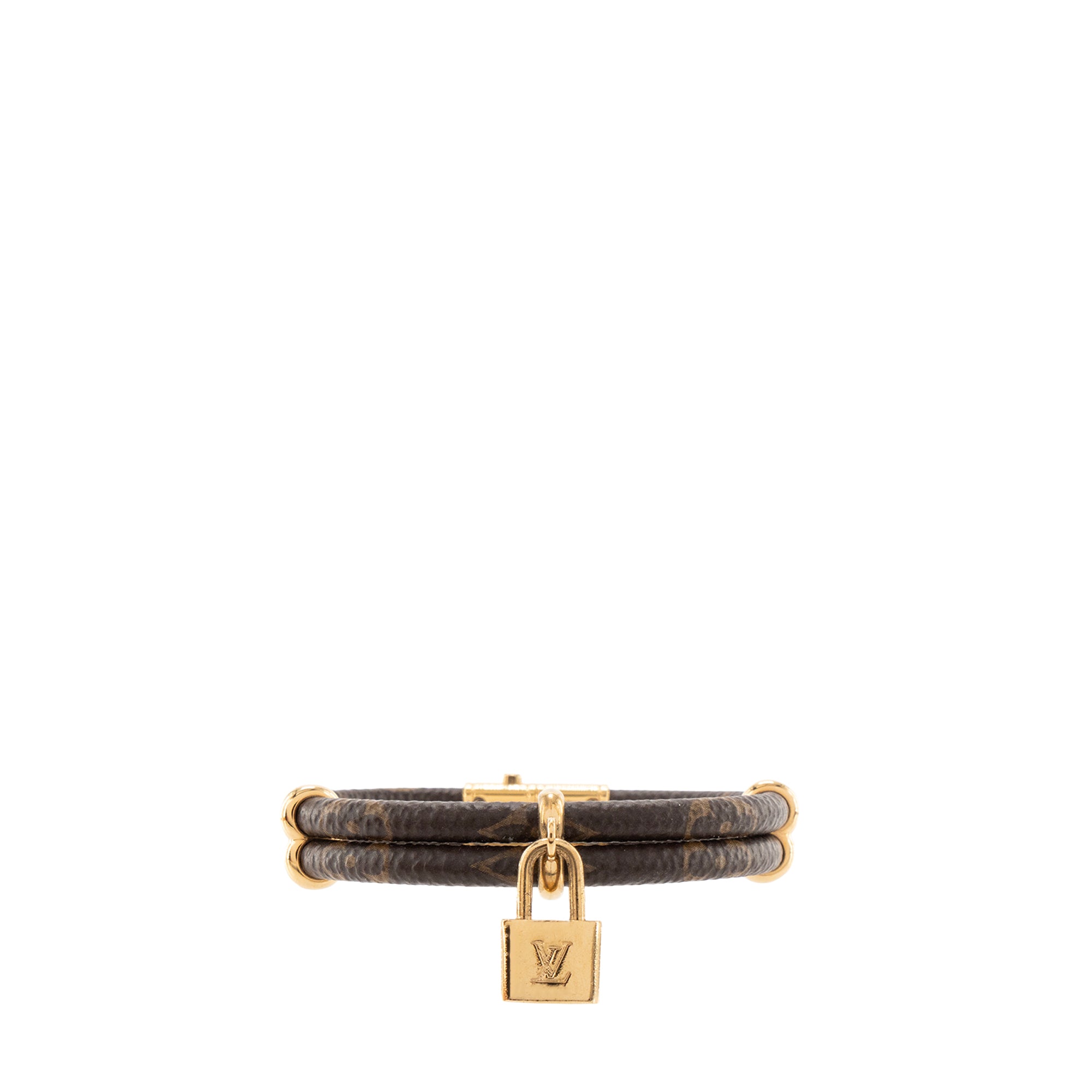 LOUIS VUITTON - Bracelet Keep It Twice Louis Vuitton en métal et toile monogrammée marron (T17)