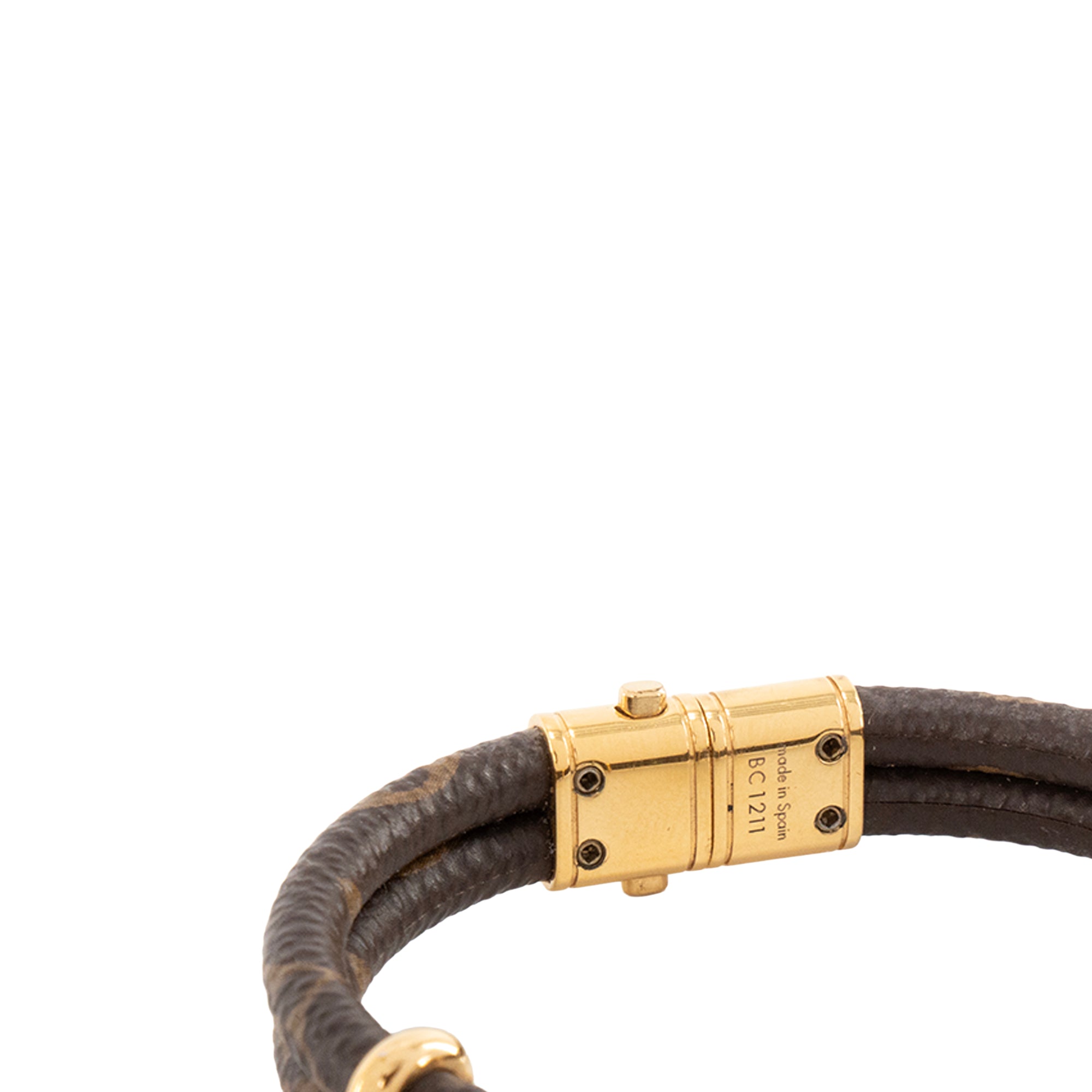 LOUIS VUITTON - Bracelet Keep It Twice Louis Vuitton en métal et toile monogrammée marron (T17)