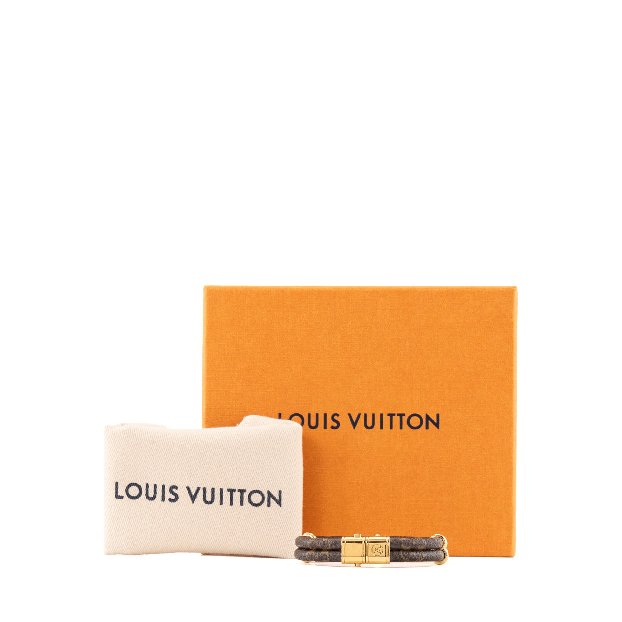 LOUIS VUITTON - Bracelet Keep It Twice Louis Vuitton en métal et toile monogrammée marron (T17)