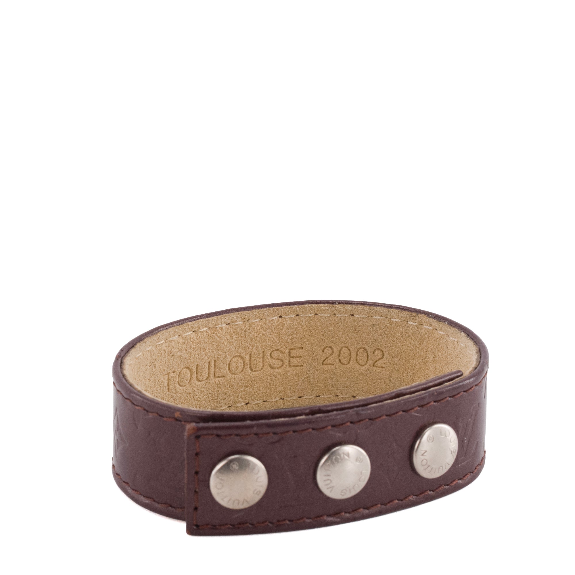 LOUIS VUITTON - Bracelet Louis Vuitton en cuir empreinte pourpre