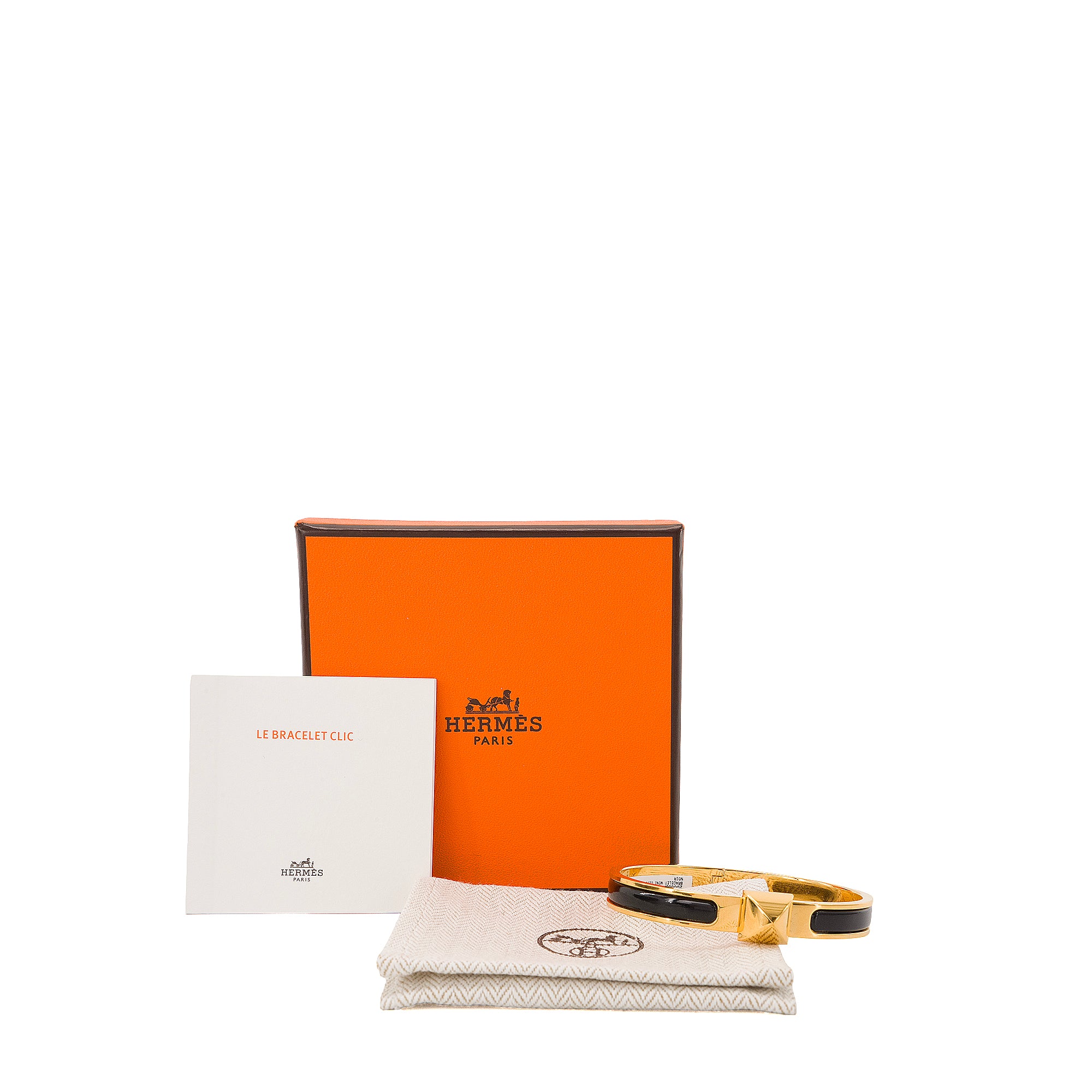 HERMÈS - Bracelet Mini Clic Medor Hermès en émail noir