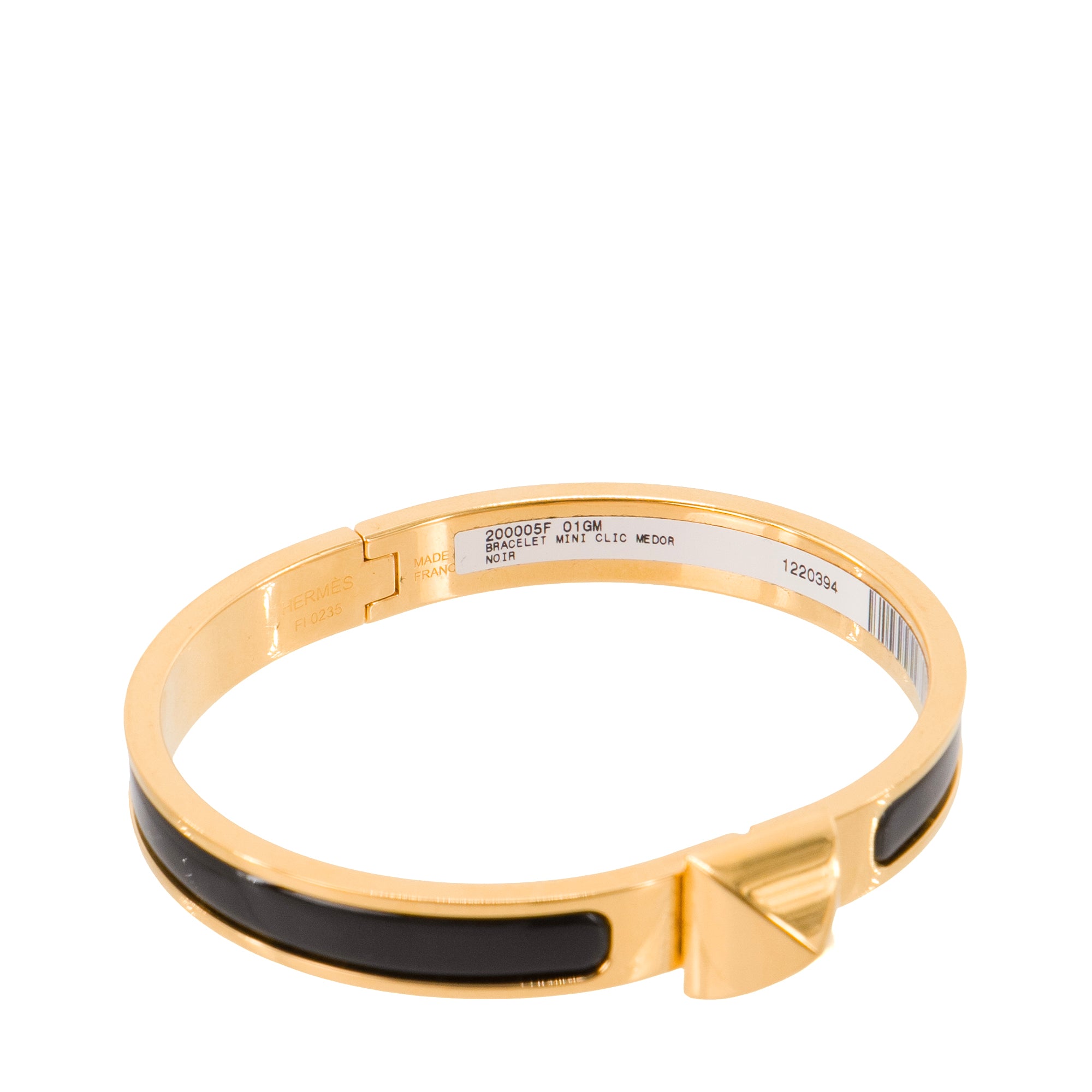 HERMÈS - Bracelet Mini Clic Medor Hermès en émail noir