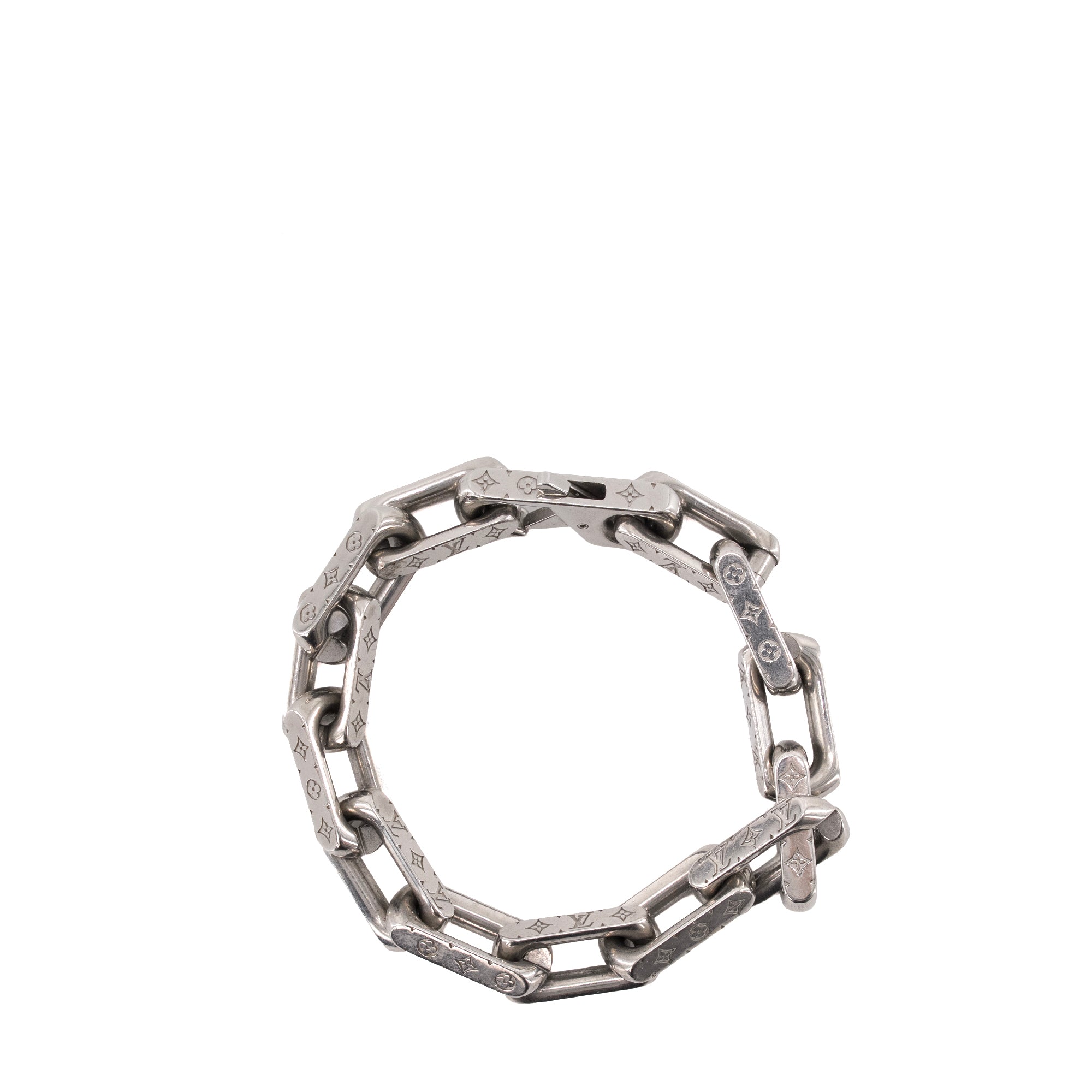 LOUIS VUITTON - Bracelet Monogram Chain S00 Louis Vuitton en métal argenté (M)