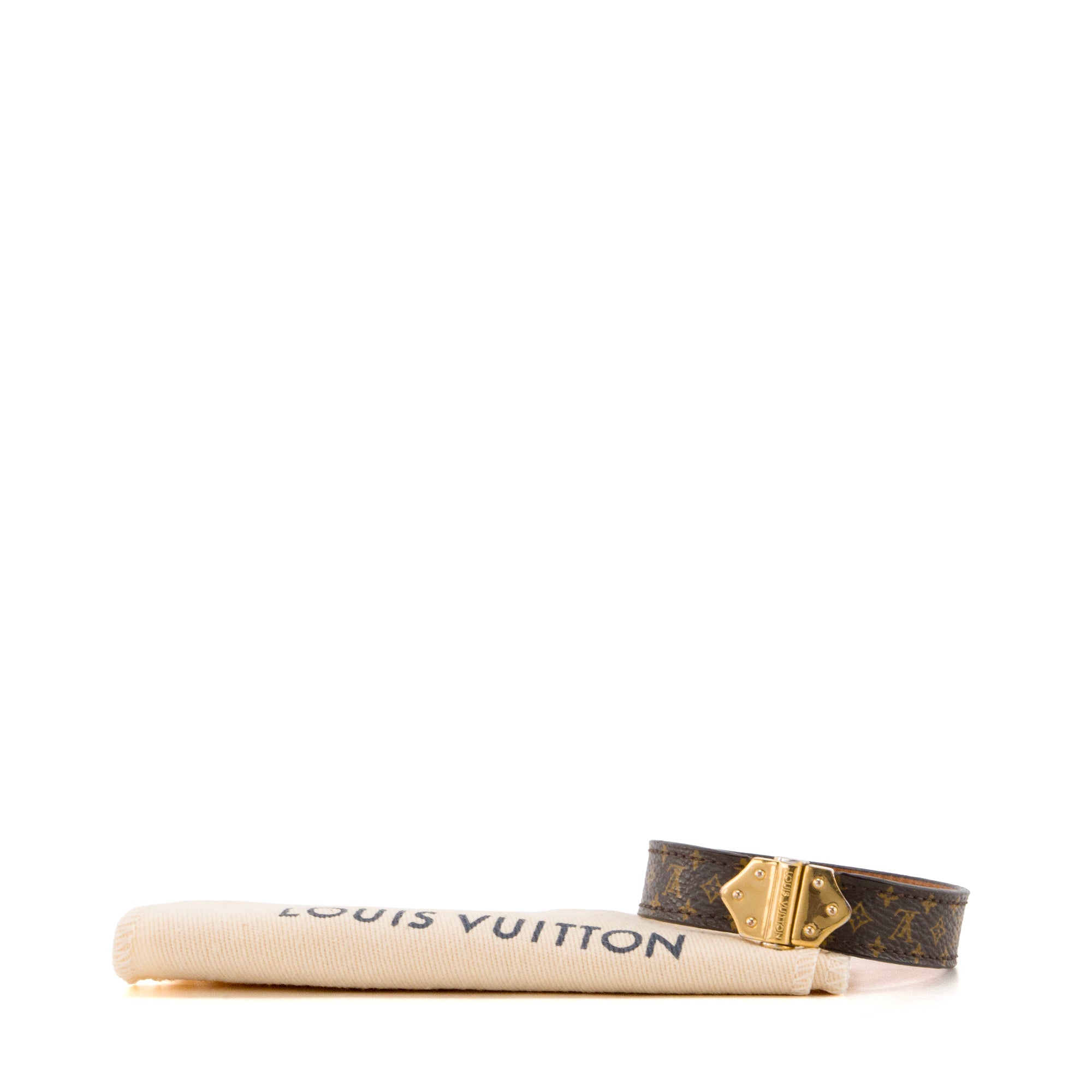 LOUIS VUITTON - Bracelet Nano Monogram Louis Vuitton en toile enduite monogrammée marron (T19)