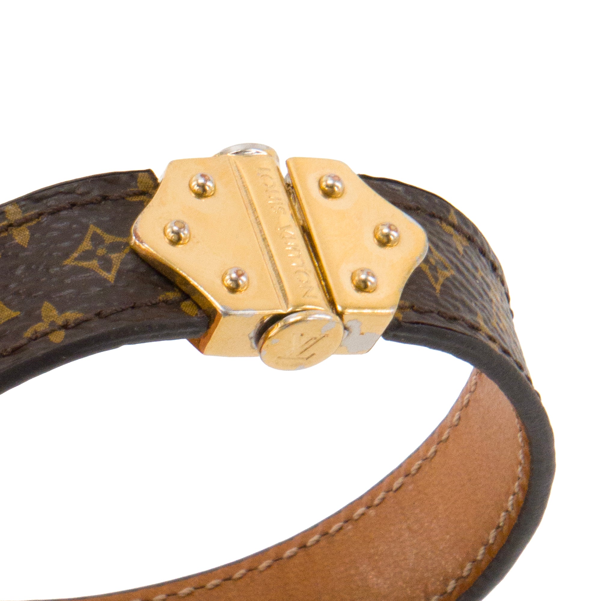 LOUIS VUITTON - Bracelet Nano Monogram Louis Vuitton en toile enduite monogrammée marron (T19)