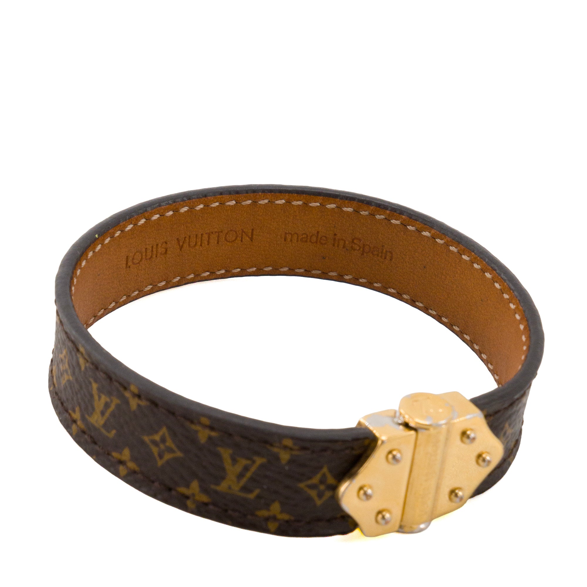 LOUIS VUITTON - Bracelet Nano Monogram Louis Vuitton en toile enduite monogrammée marron (T19)