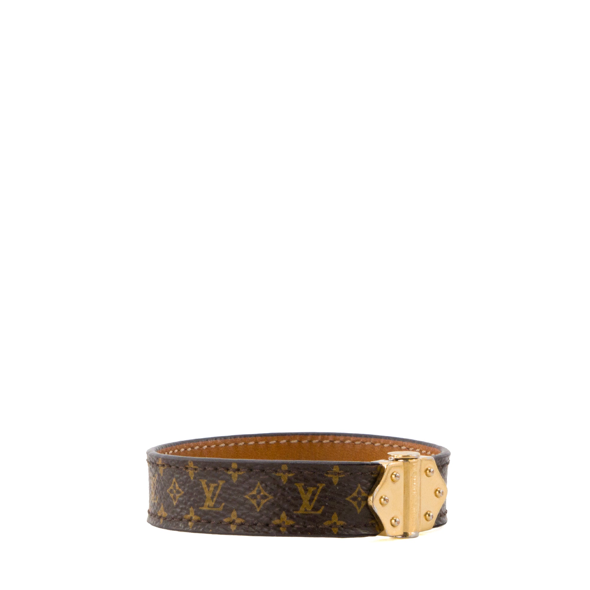 LOUIS VUITTON - Bracelet Nano Monogram Louis Vuitton en toile enduite monogrammée marron (T19)