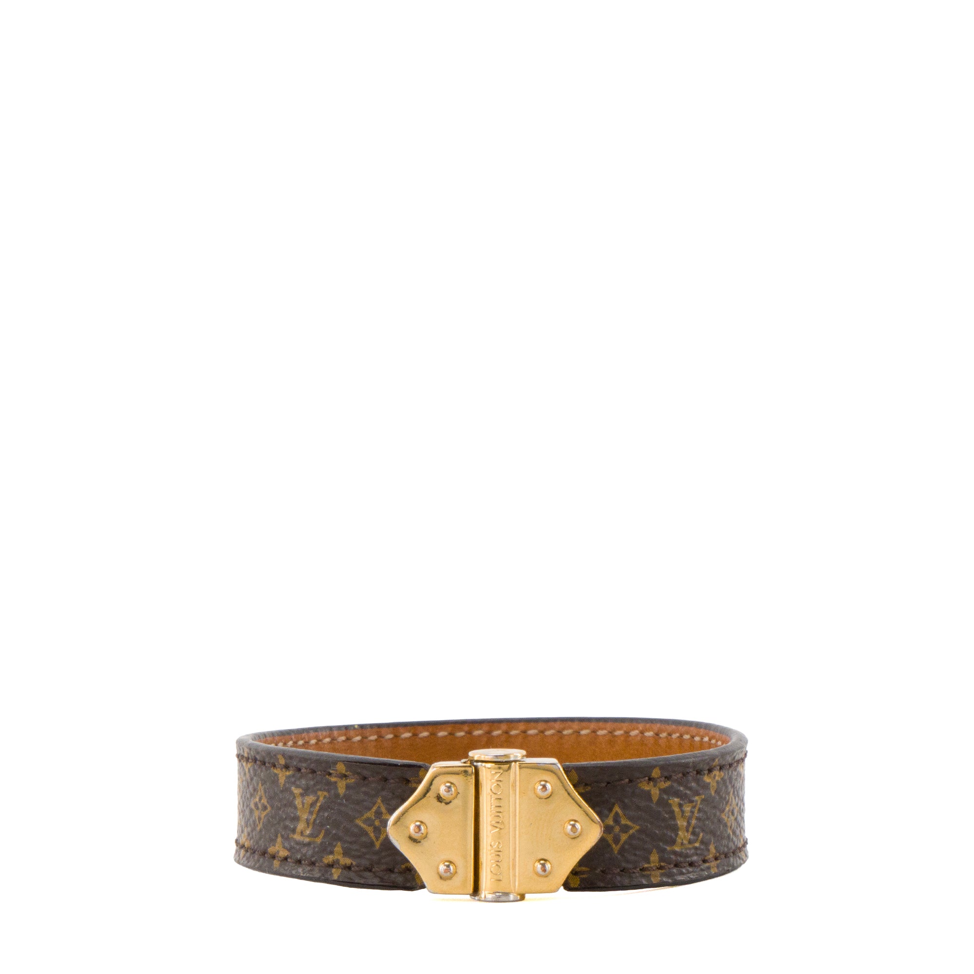 LOUIS VUITTON - Bracelet Nano Monogram Louis Vuitton en toile enduite monogrammée marron (T19)