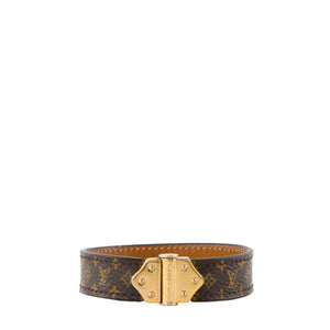 LOUIS VUITTON - Bracelet Nano Monogram Louis Vuitton en toile enduite monogrammée marron (T19)