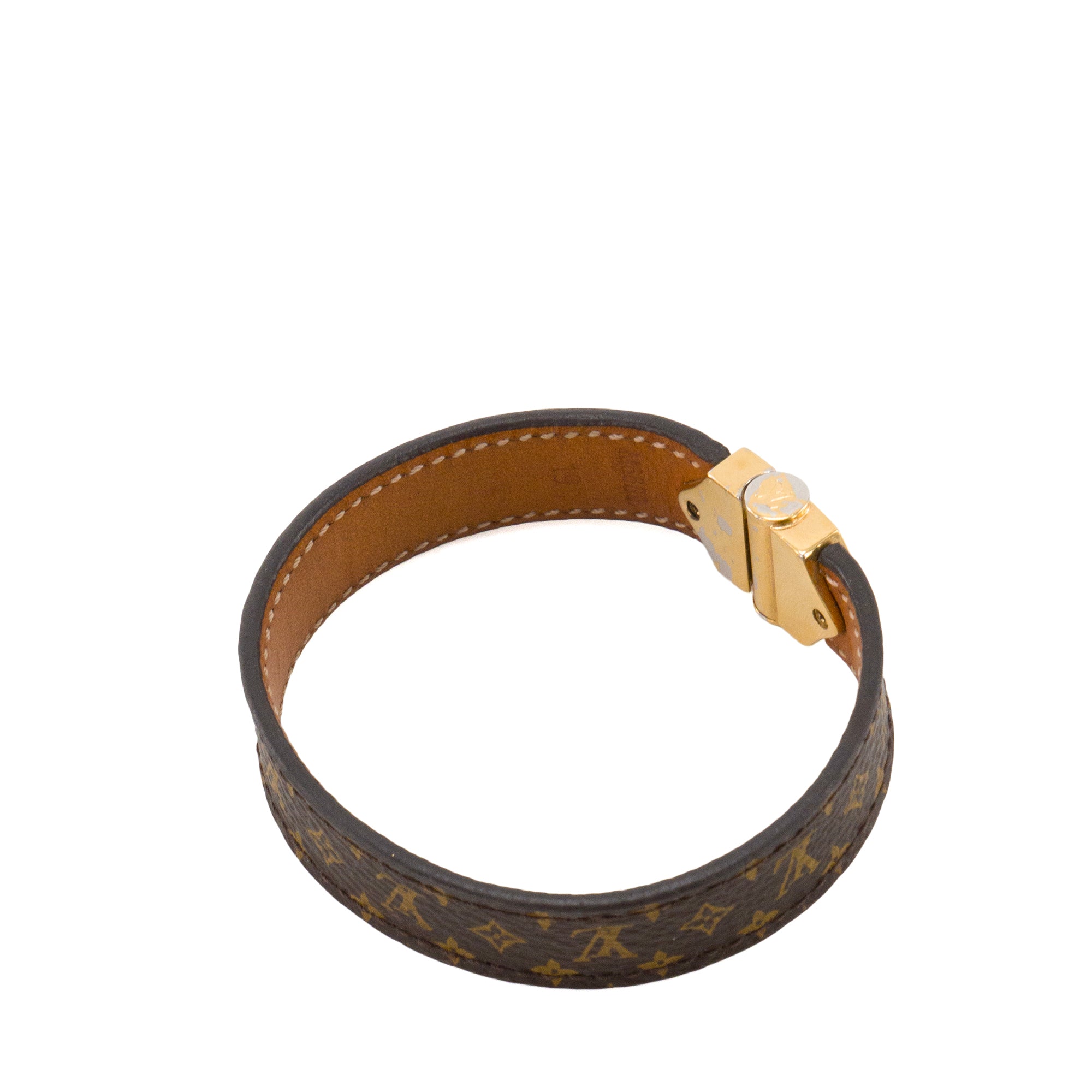 LOUIS VUITTON - Bracelet Nano Monogram Louis Vuitton en toile enduite monogrammée marron (T19)