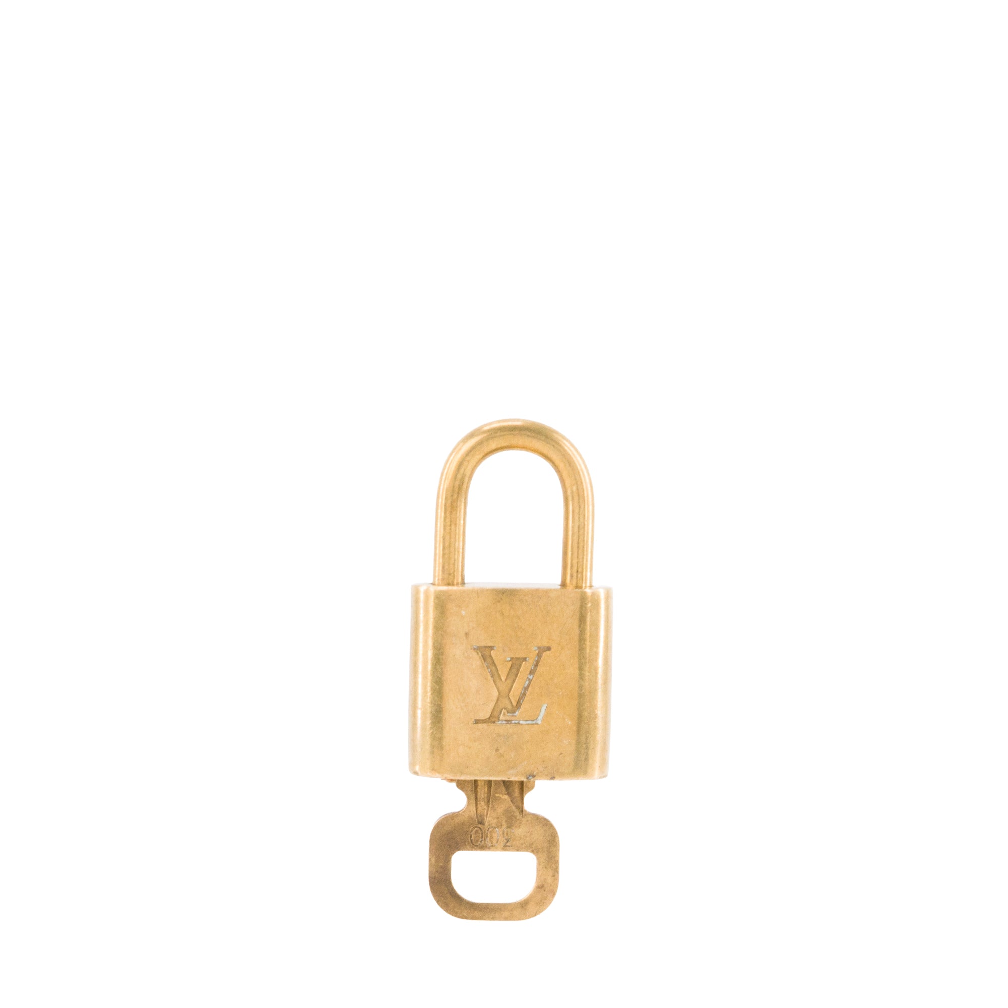 LOUIS VUITTON - Cadenas avec clé Louis Vuitton en métal doré