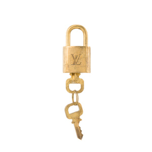 LOUIS VUITTON - Cadenas avec clés Louis Vuitton en métal doré