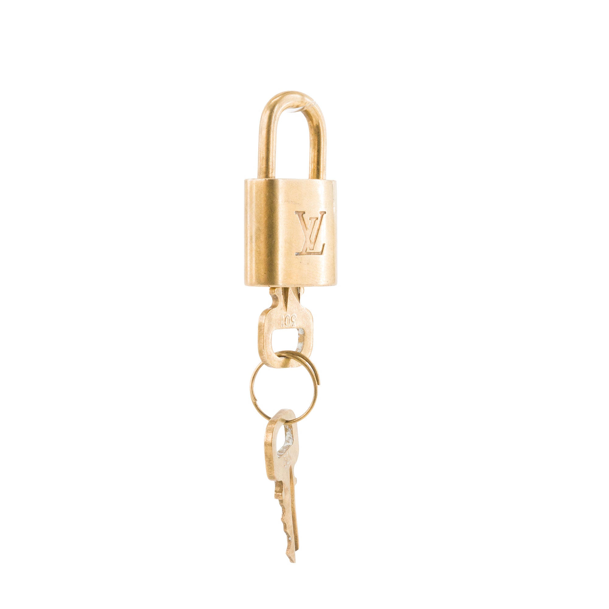 LOUIS VUITTON - Cadenas avec clés Louis Vuitton en métal doré
