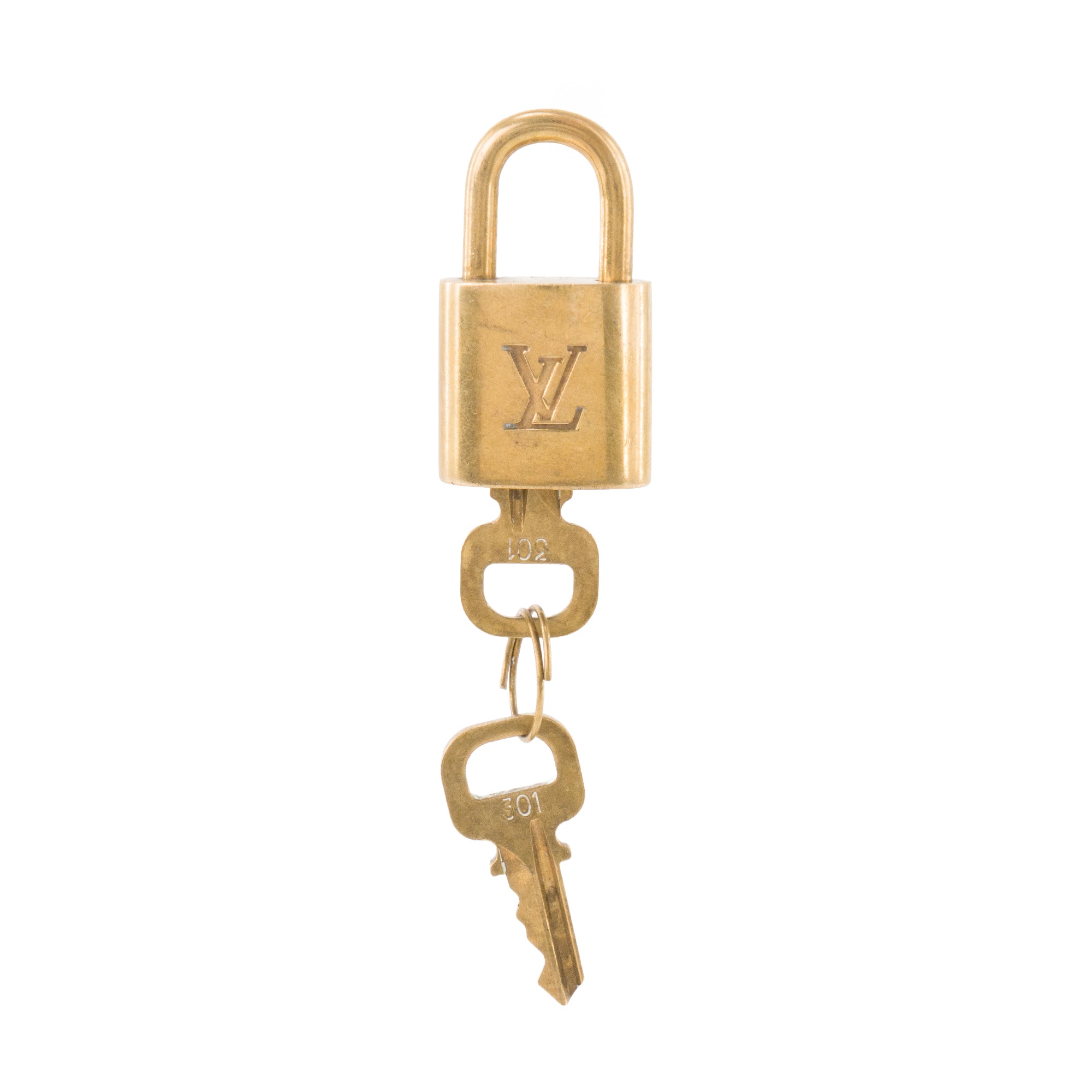 LOUIS VUITTON - Cadenas avec clés Louis Vuitton en métal doré