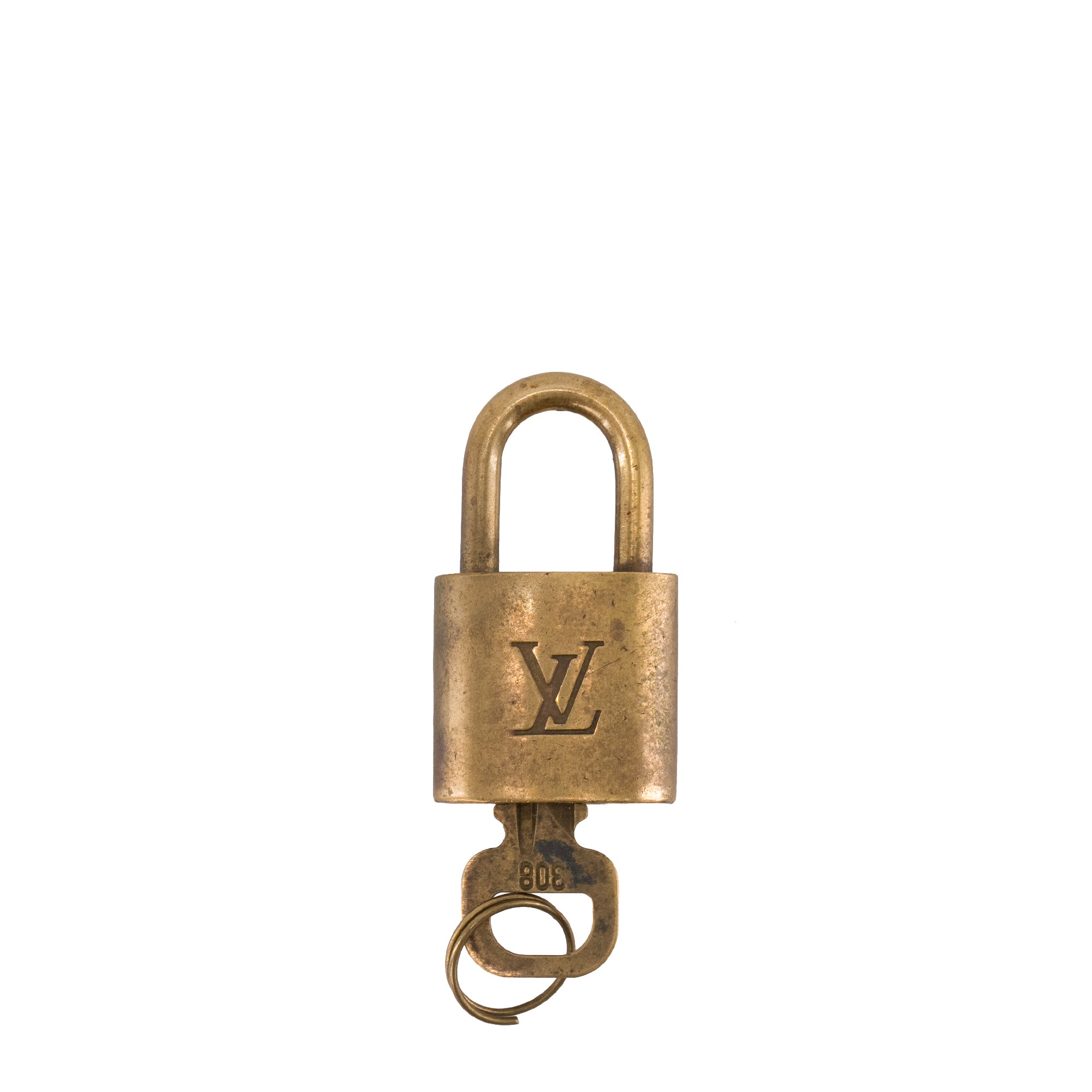 LOUIS VUITTON - Cadenas et clé Louis Vuitton en métal doré