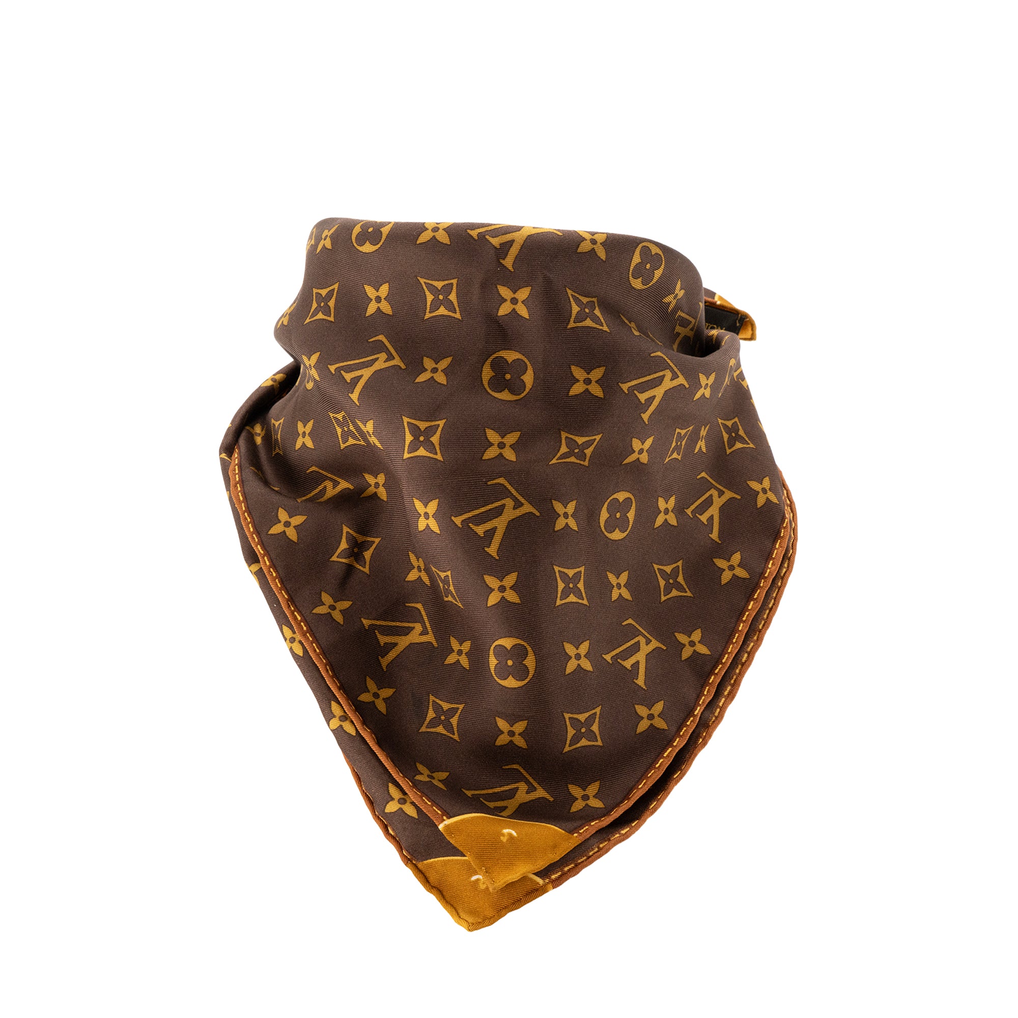 LOUIS  VUITTON - Carré 55 Monogram Louis Vuitton en soie marron