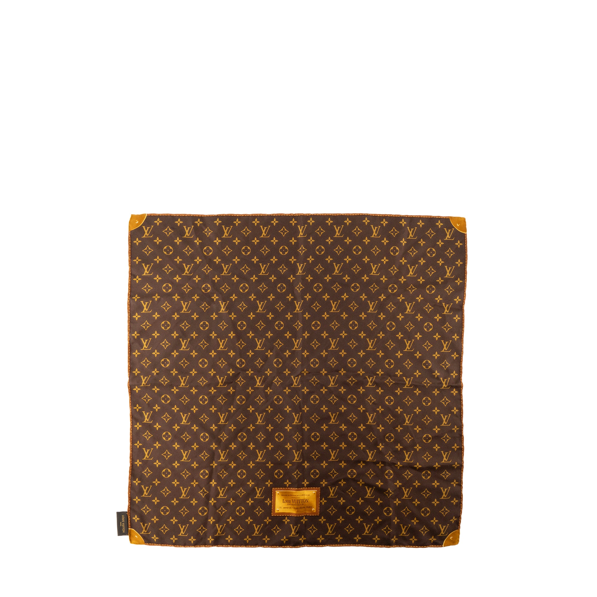 LOUIS  VUITTON - Carré 55 Monogram Louis Vuitton en soie marron