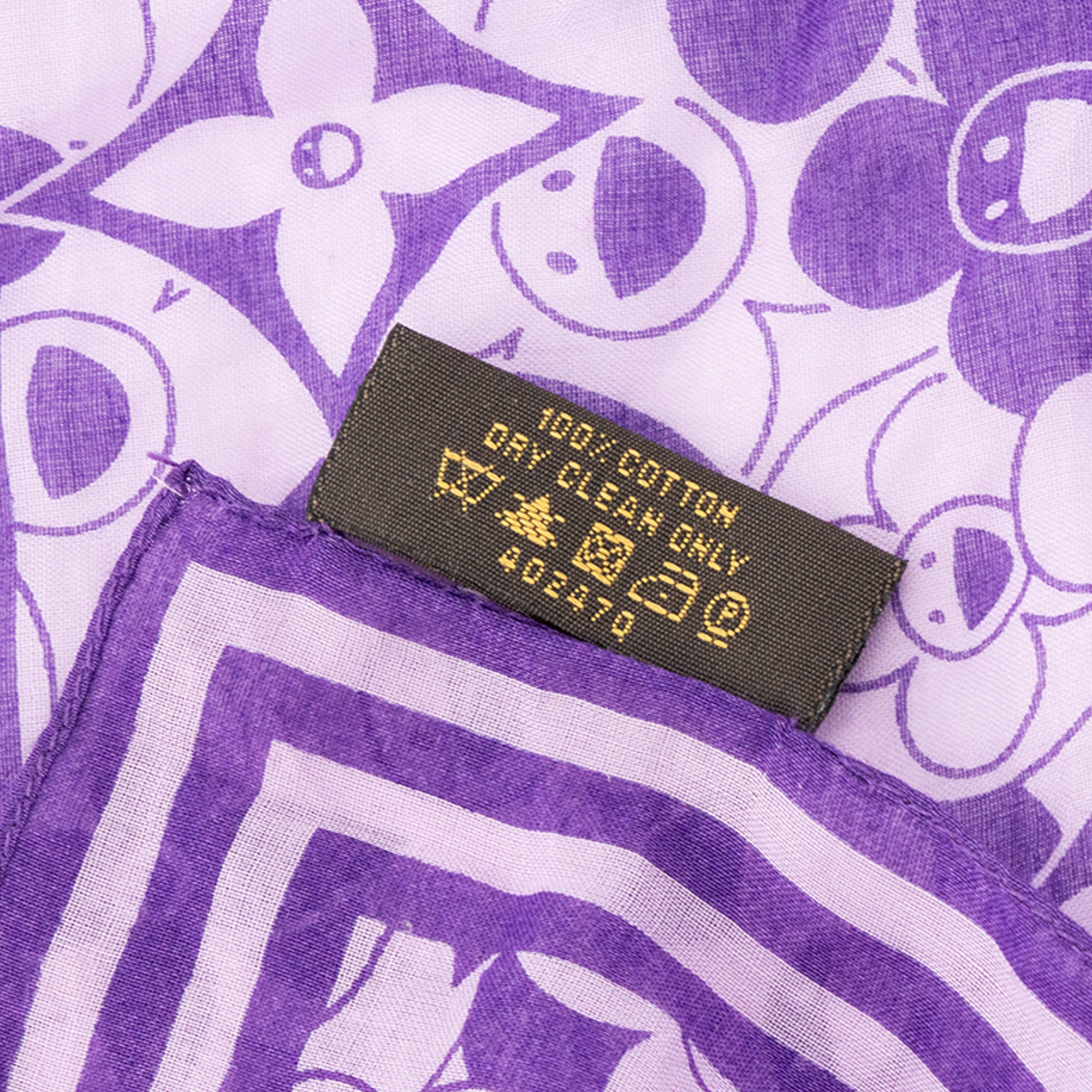 LOUIS VUITTON - Carré Cosmic Blossom Louis Vuitton x Takashi Murakami en coton violet