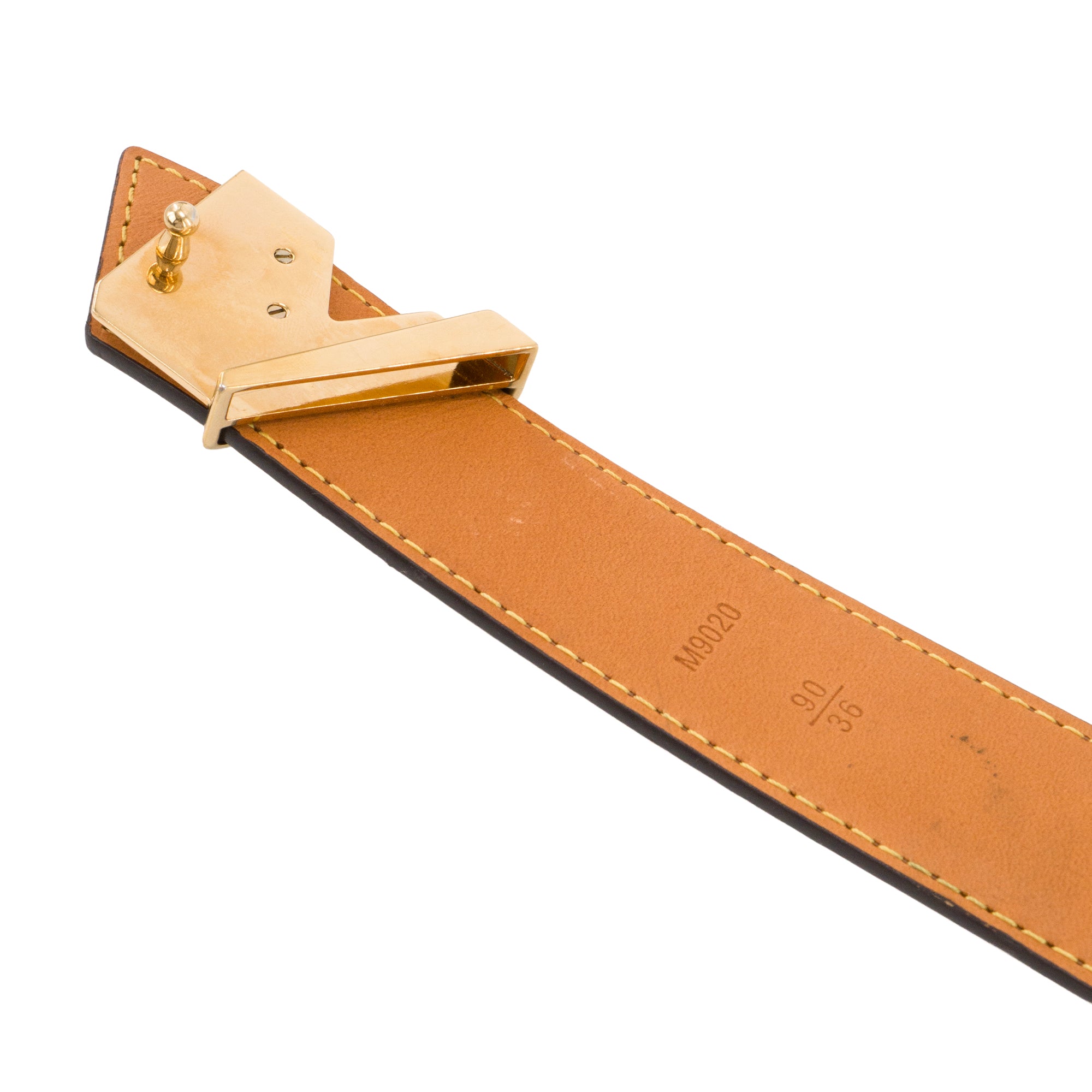 LOUIS VUITTON - Ceinture Essential V Louis Vuitton en toile enduite damier ébène (T90)