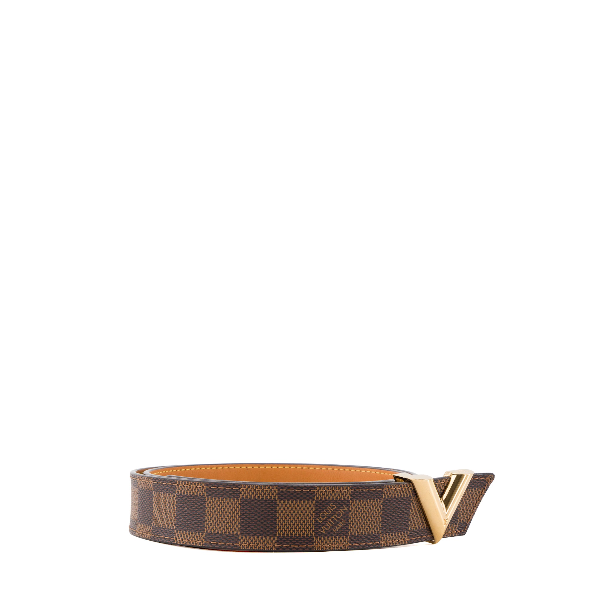 LOUIS VUITTON - Ceinture Essential V Louis Vuitton en toile enduite damier ébène (T90)