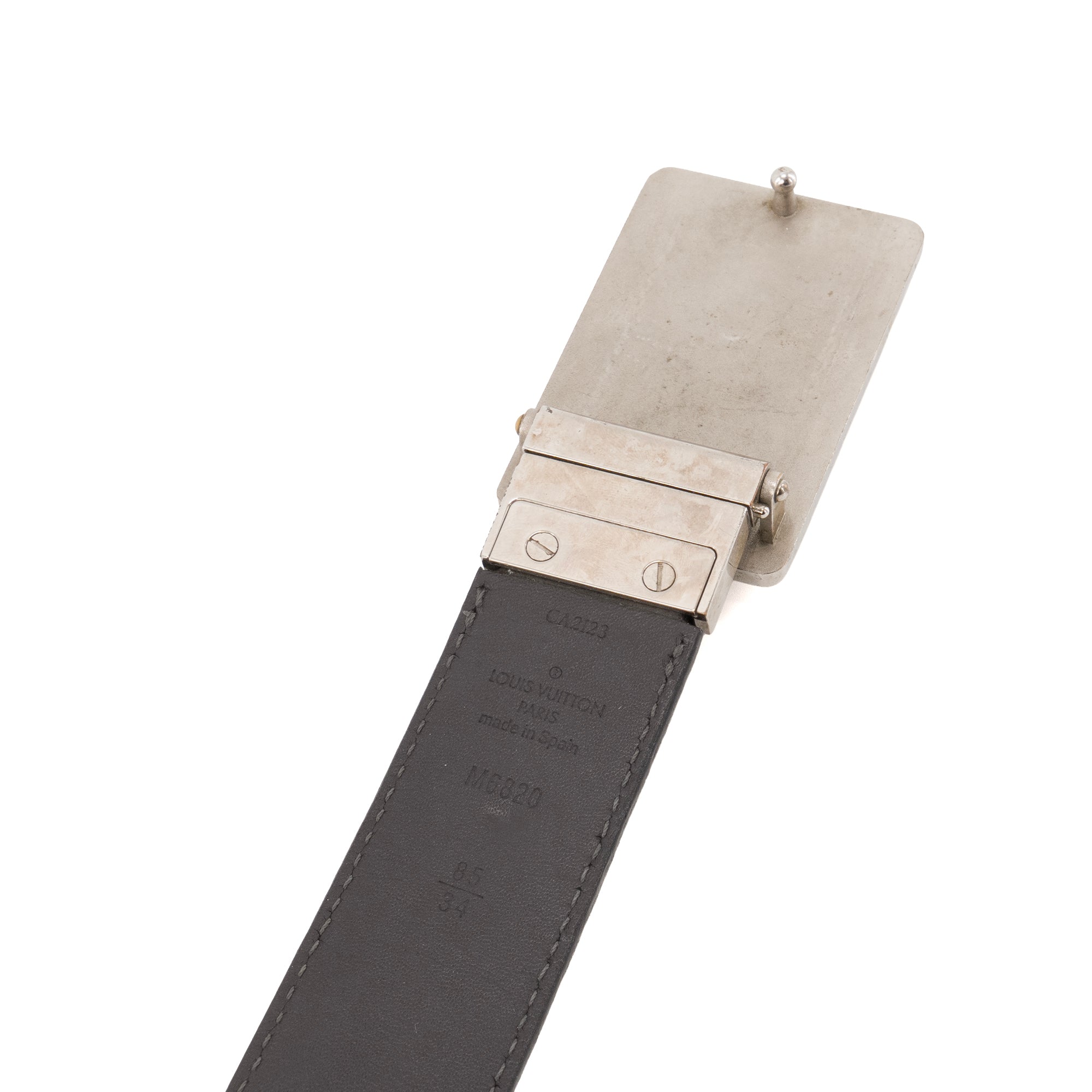 LOUIS VUITTON - Ceinture Inventeur Louis Vuitton en cuir noir (T85)